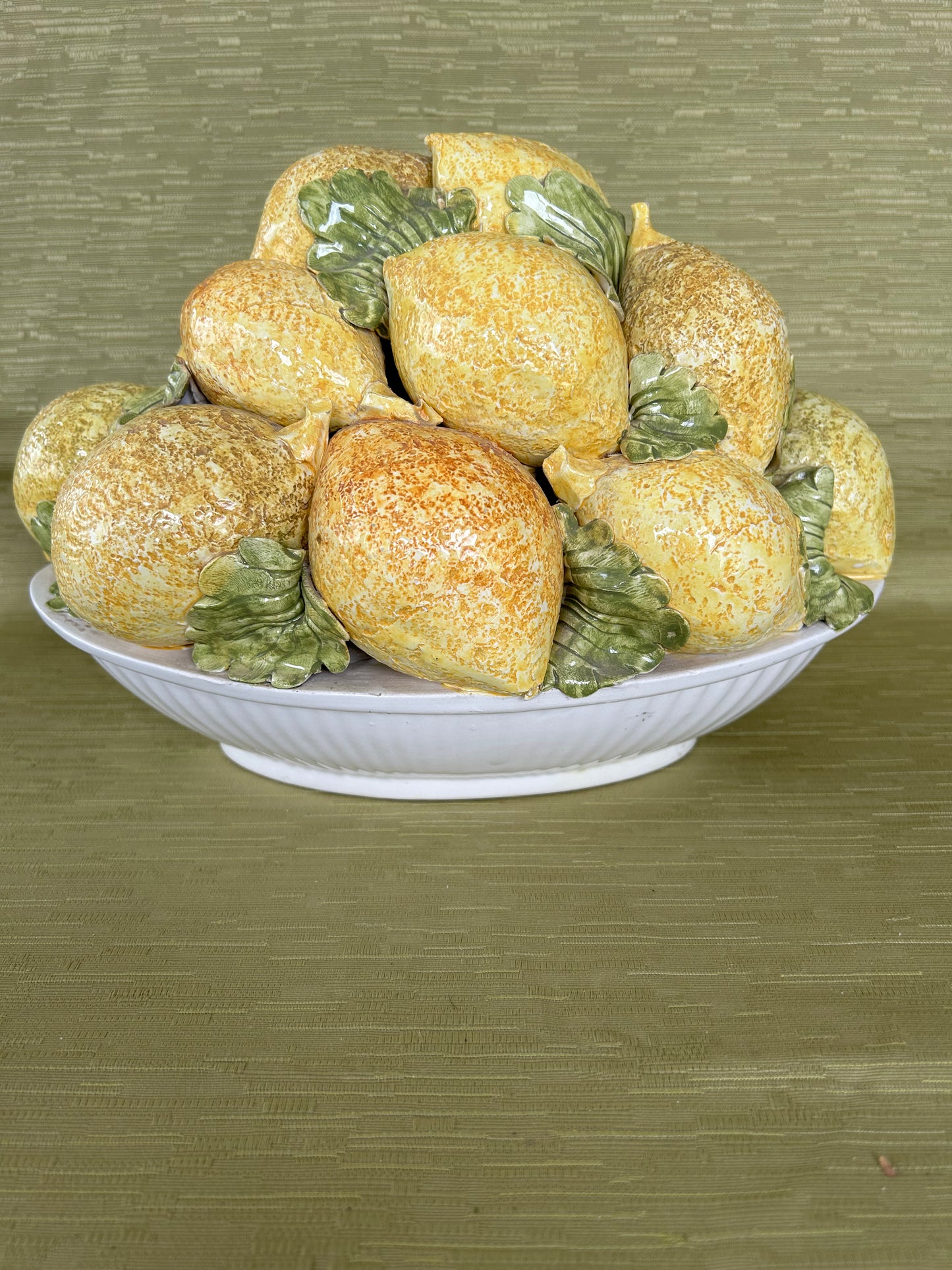 Majolica Art Pottery Centrepiece bowl of Lemons Mid Century