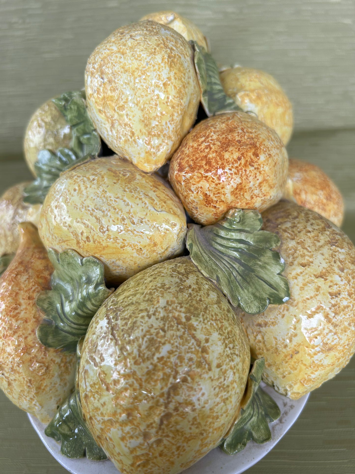 Majolica Art Pottery Centrepiece bowl of Lemons Mid Century