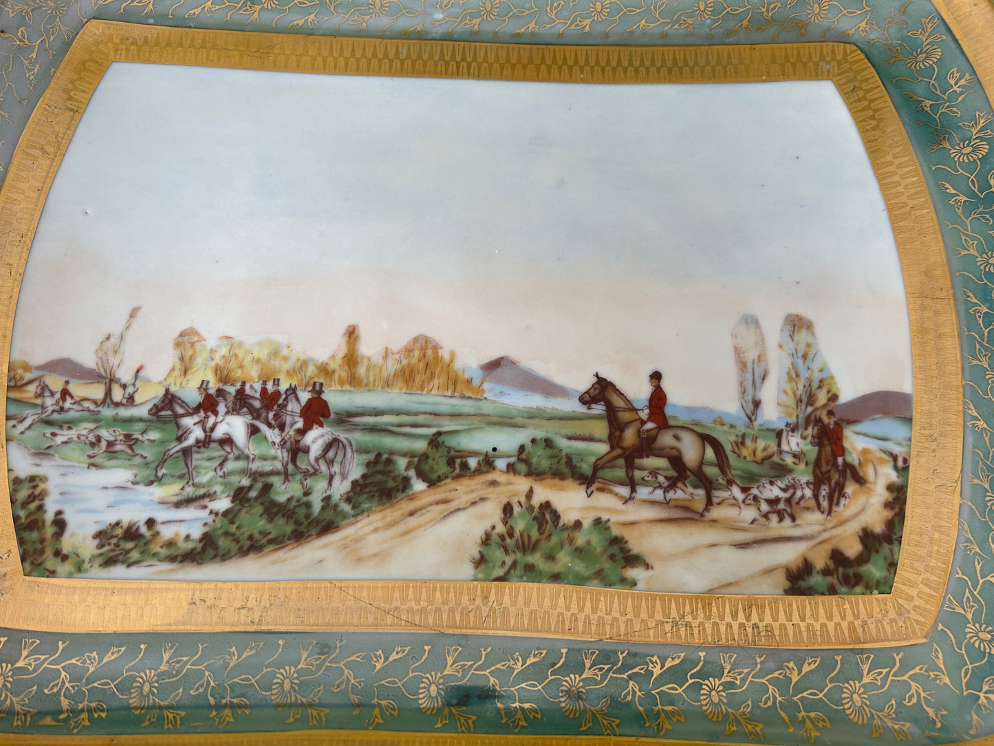 Rare C P Limoges Hunting Scene serving platter / tray