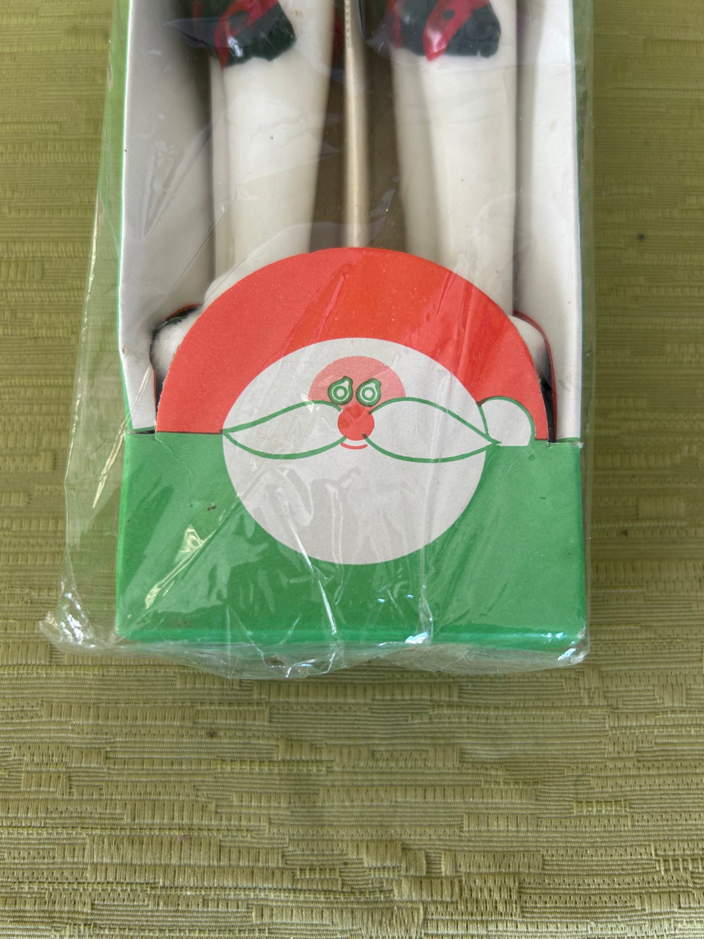 Vintage Christmas Taper Candles x 2 Snowman Design