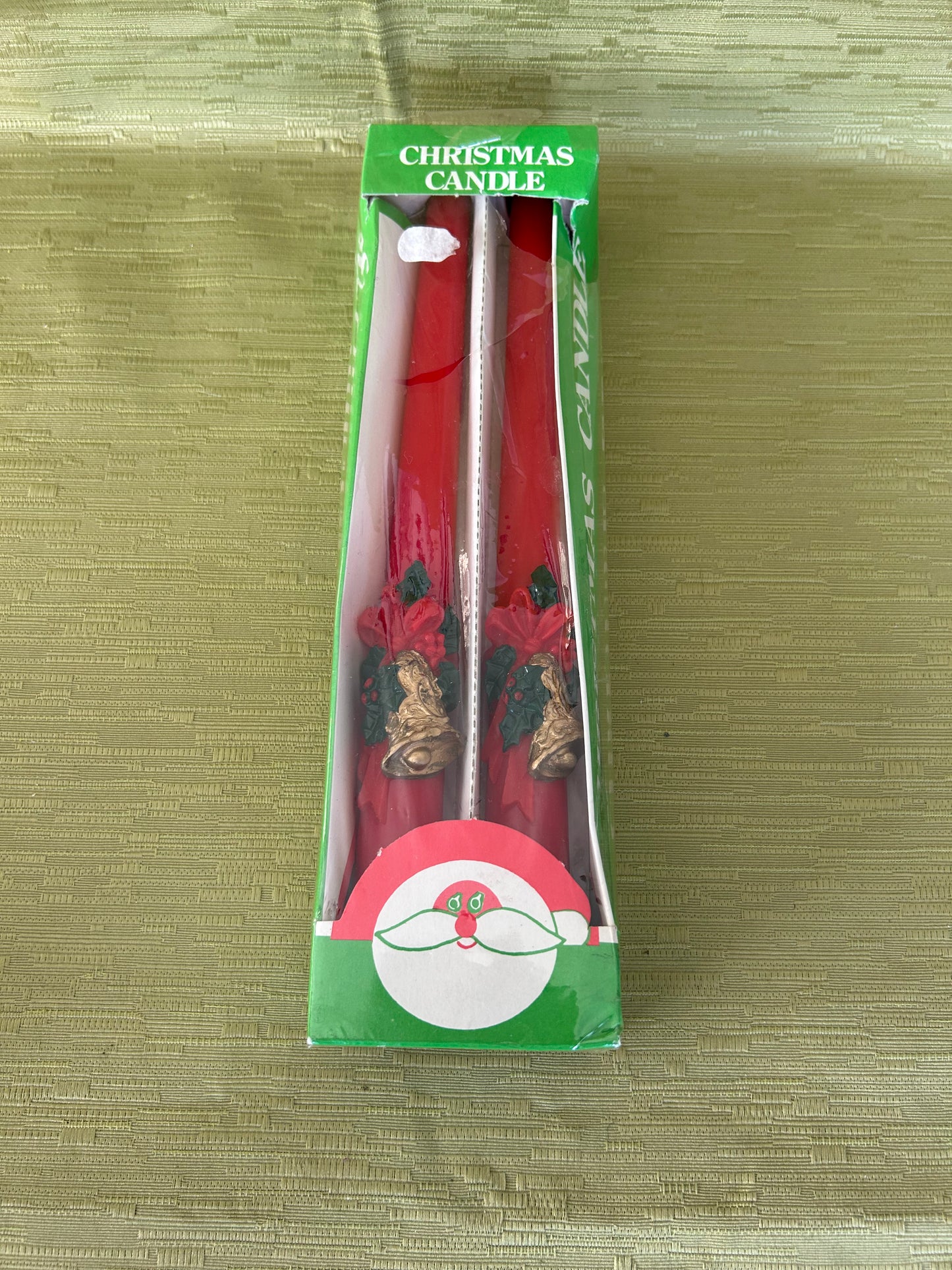 Vintage Christmas Taper Candles x 2 Bell Design