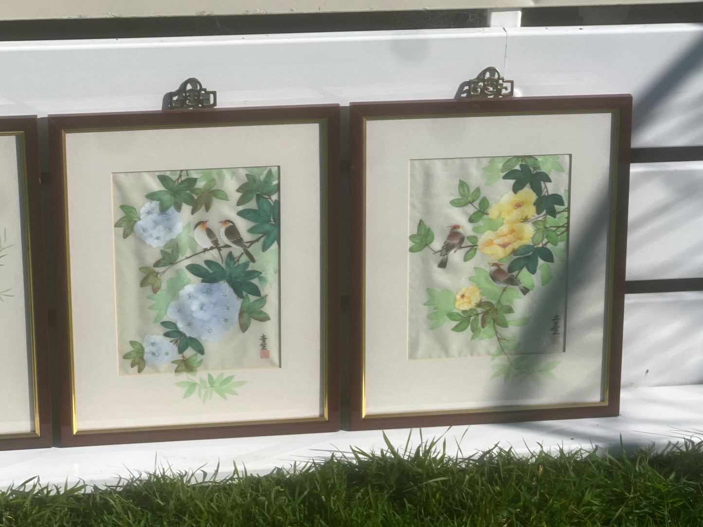 Original Set Of 4 Chinese Watercolours Silk Signed COA Rinalda Ward Qui-sang