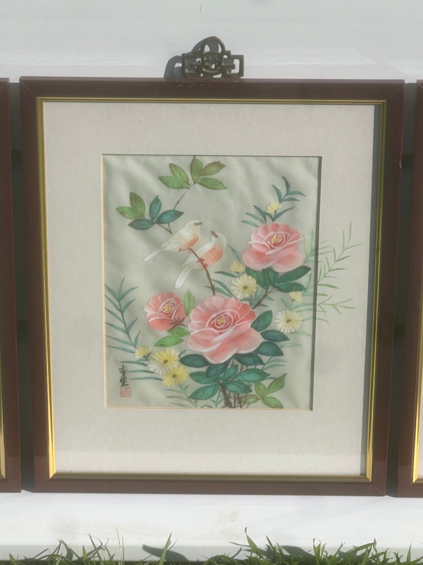 Original Set Of 4 Chinese Watercolours Silk Signed COA Rinalda Ward Qui-sang