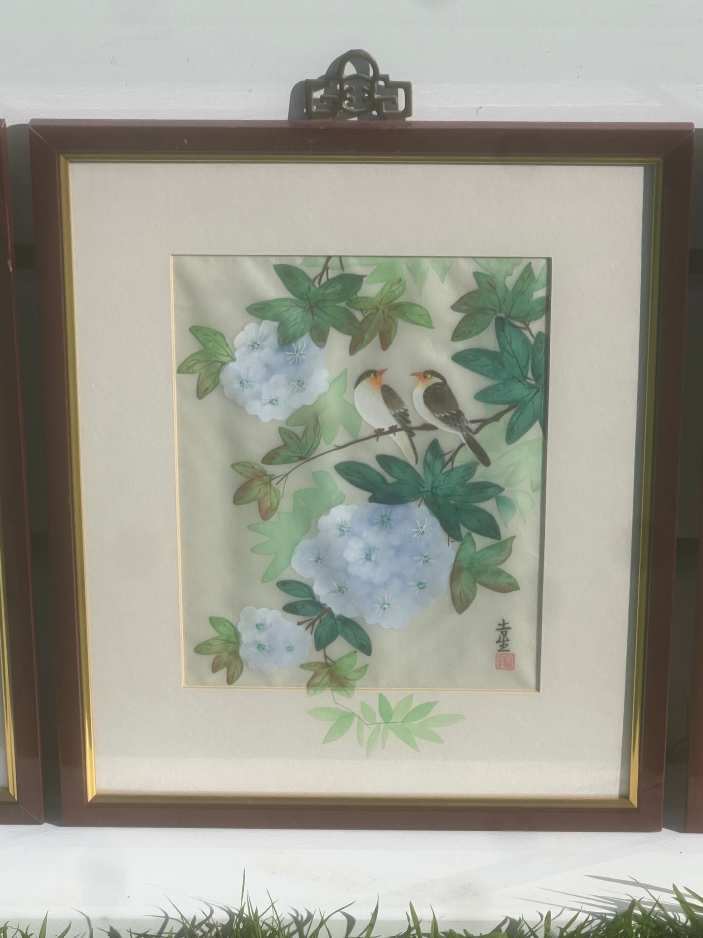 Original Set Of 4 Chinese Watercolours Silk Signed COA Rinalda Ward Qui-sang