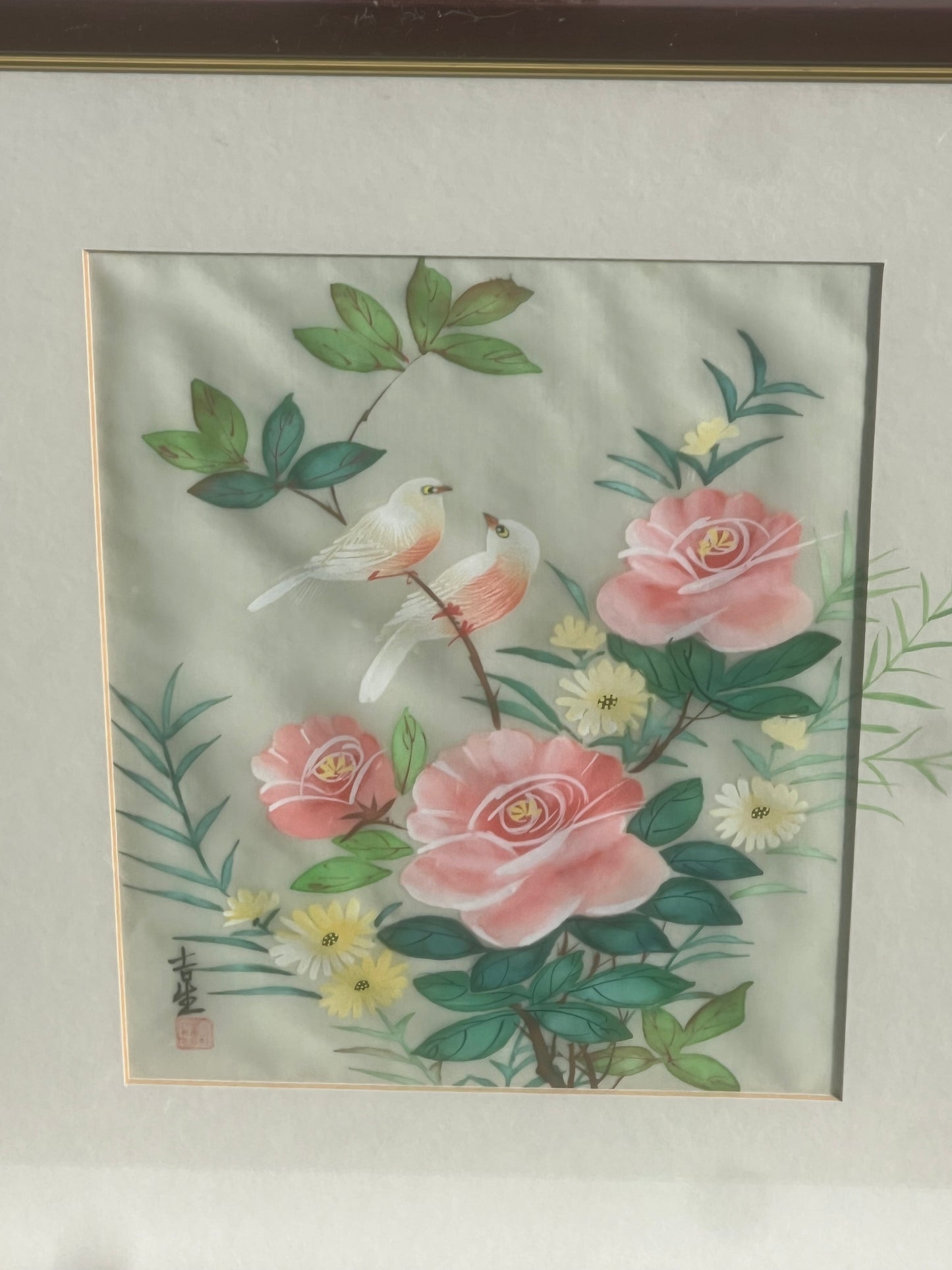 Original Set Of 4 Chinese Watercolours Silk Signed COA Rinalda Ward Qui-sang