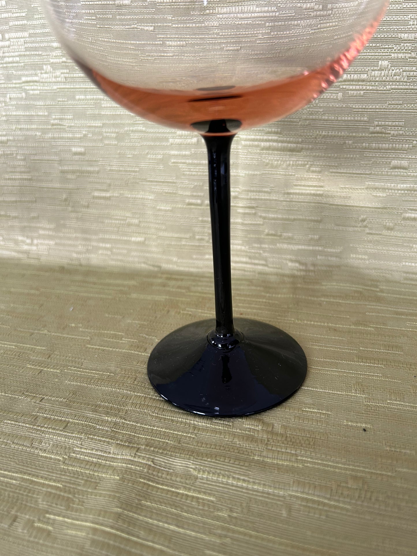 Five Vintage Retro Pink & Black Stem Cocktail Champagne Glasses