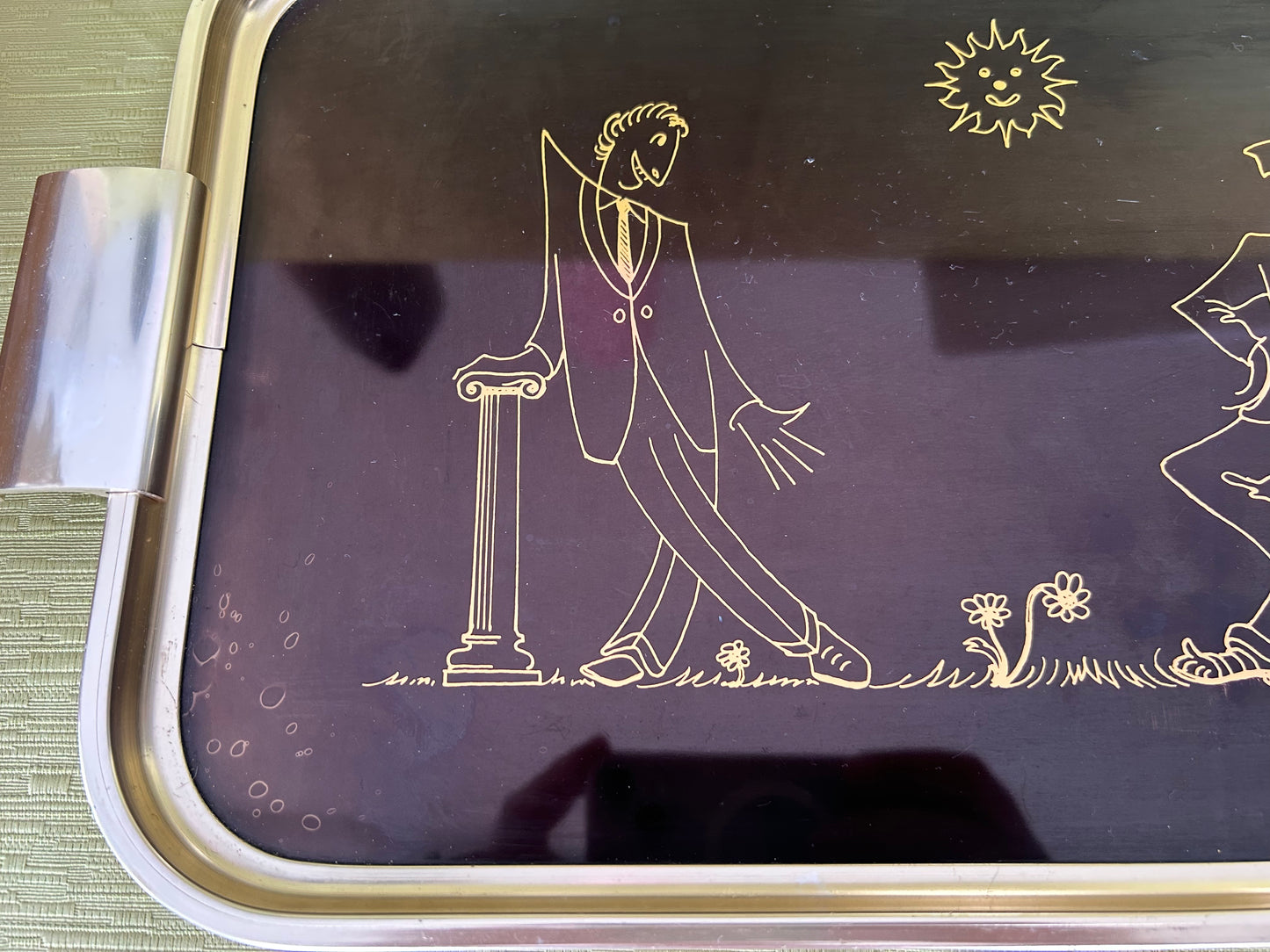 Vintage 1950’s Woodmet Anodised Gold & Black Aluminium Vintage Tray