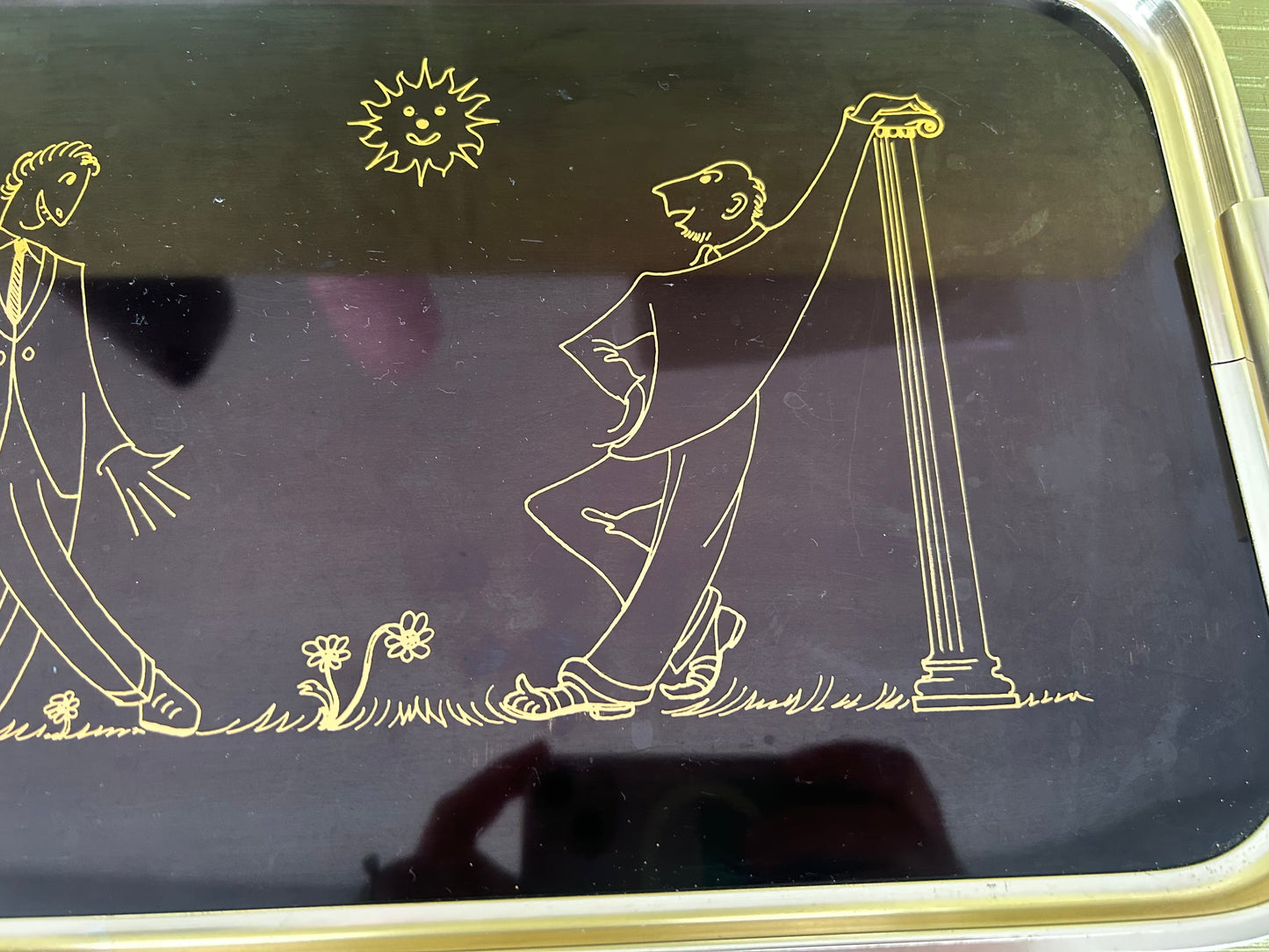 Vintage 1950’s Woodmet Anodised Gold & Black Aluminium Vintage Tray