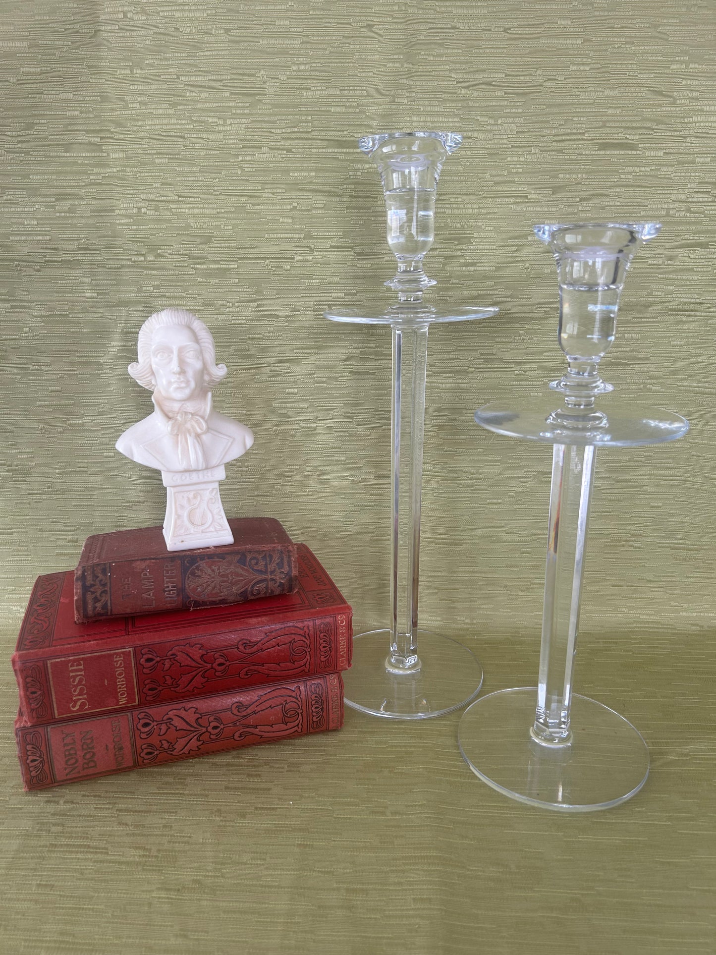Stunning Louise Kennedy Pair of Large Crystal Candlesticks
