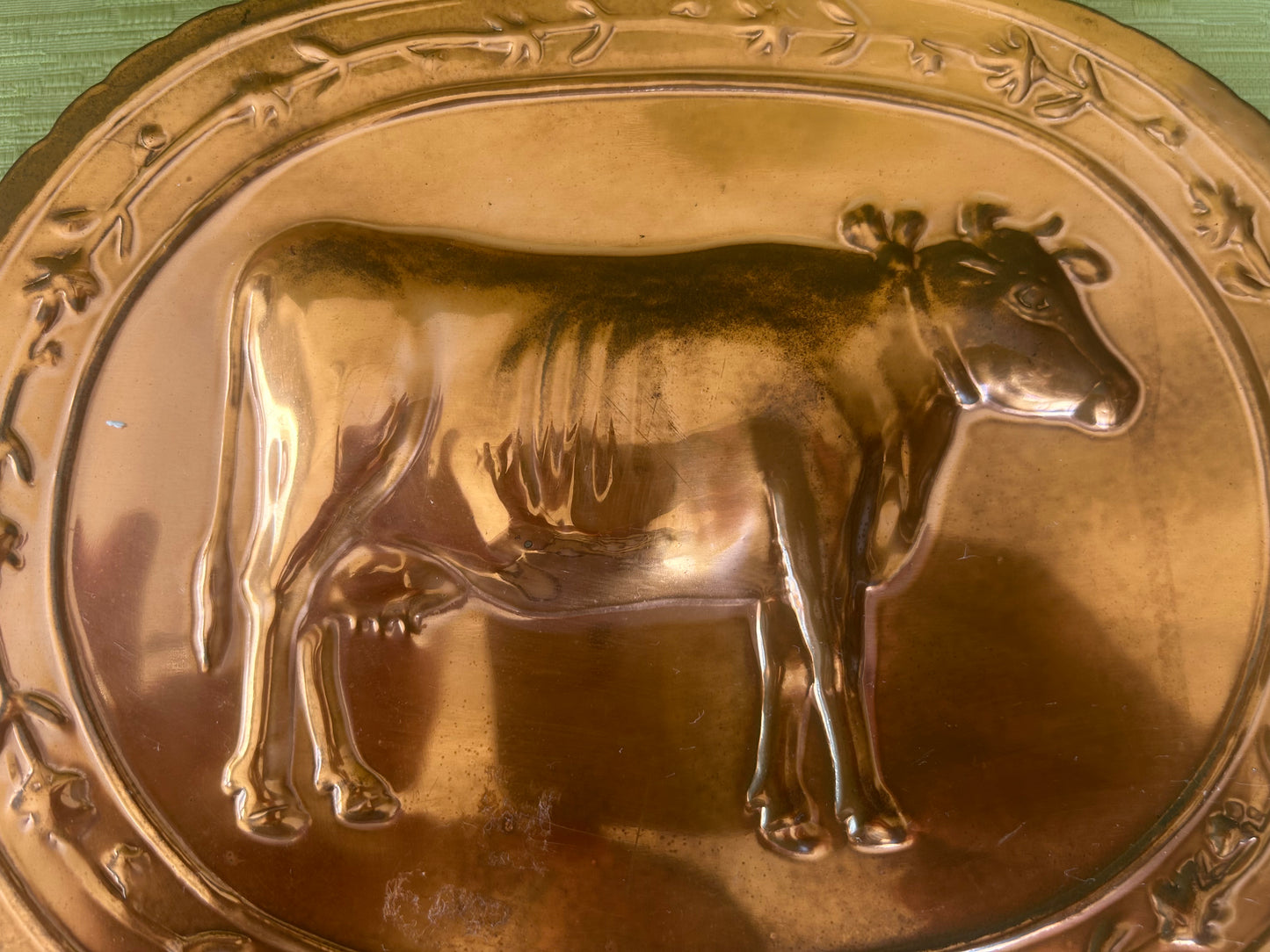 Vintage Copper Cow Bull Wall Plaque