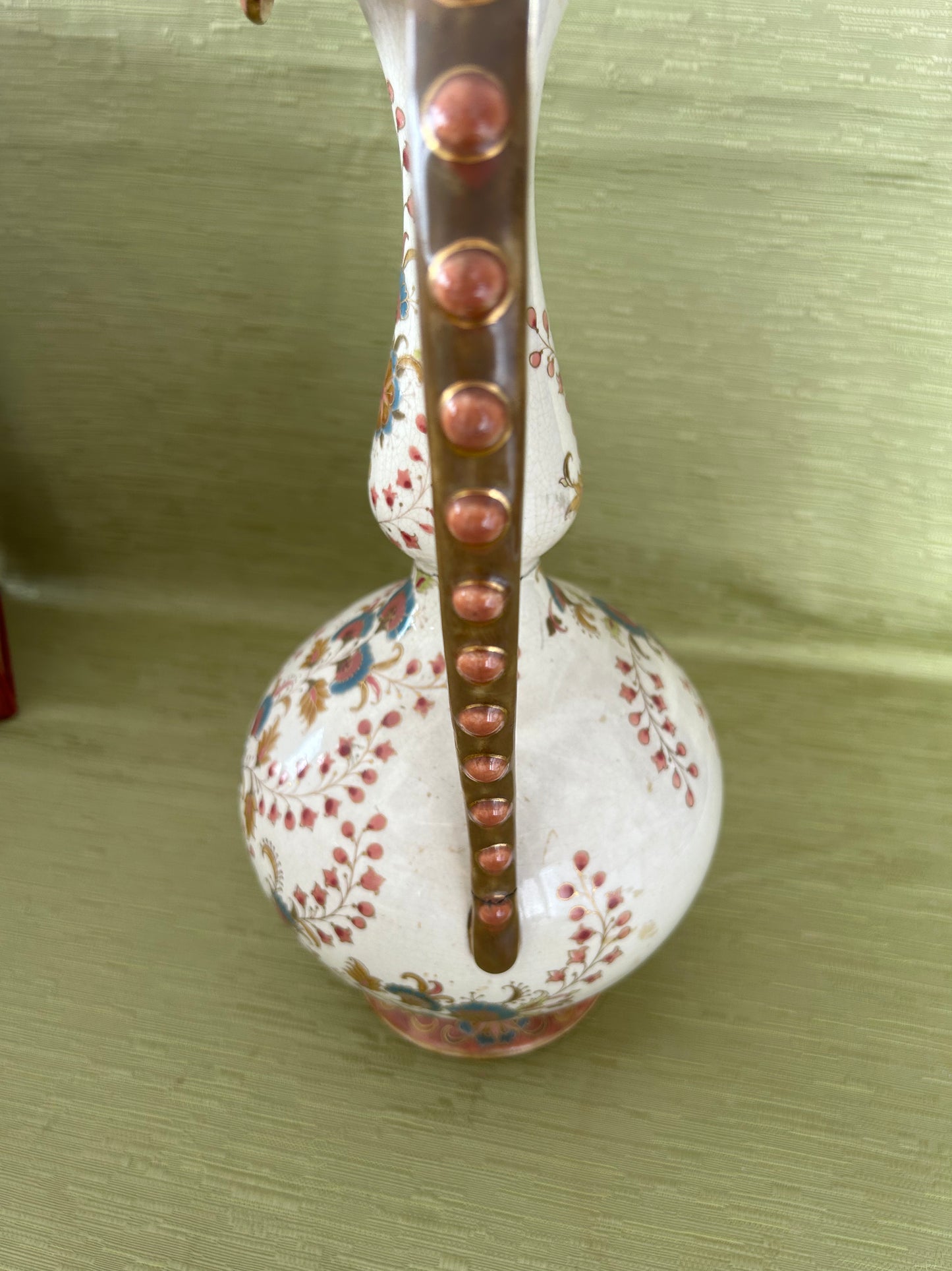 Fine Antique ZSOLNAY PECS Hungary Porcelain Twin Handled Persian Style Vase