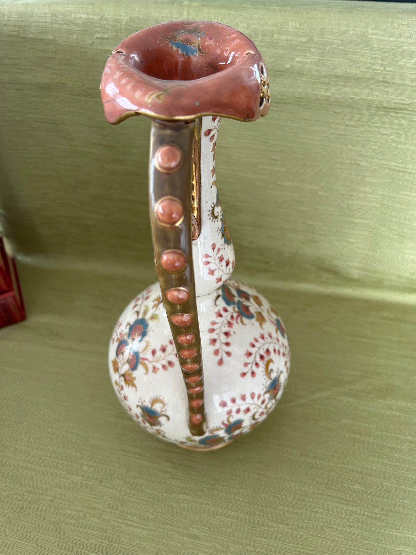 Fine Antique ZSOLNAY PECS Hungary Porcelain Twin Handled Persian Style Vase