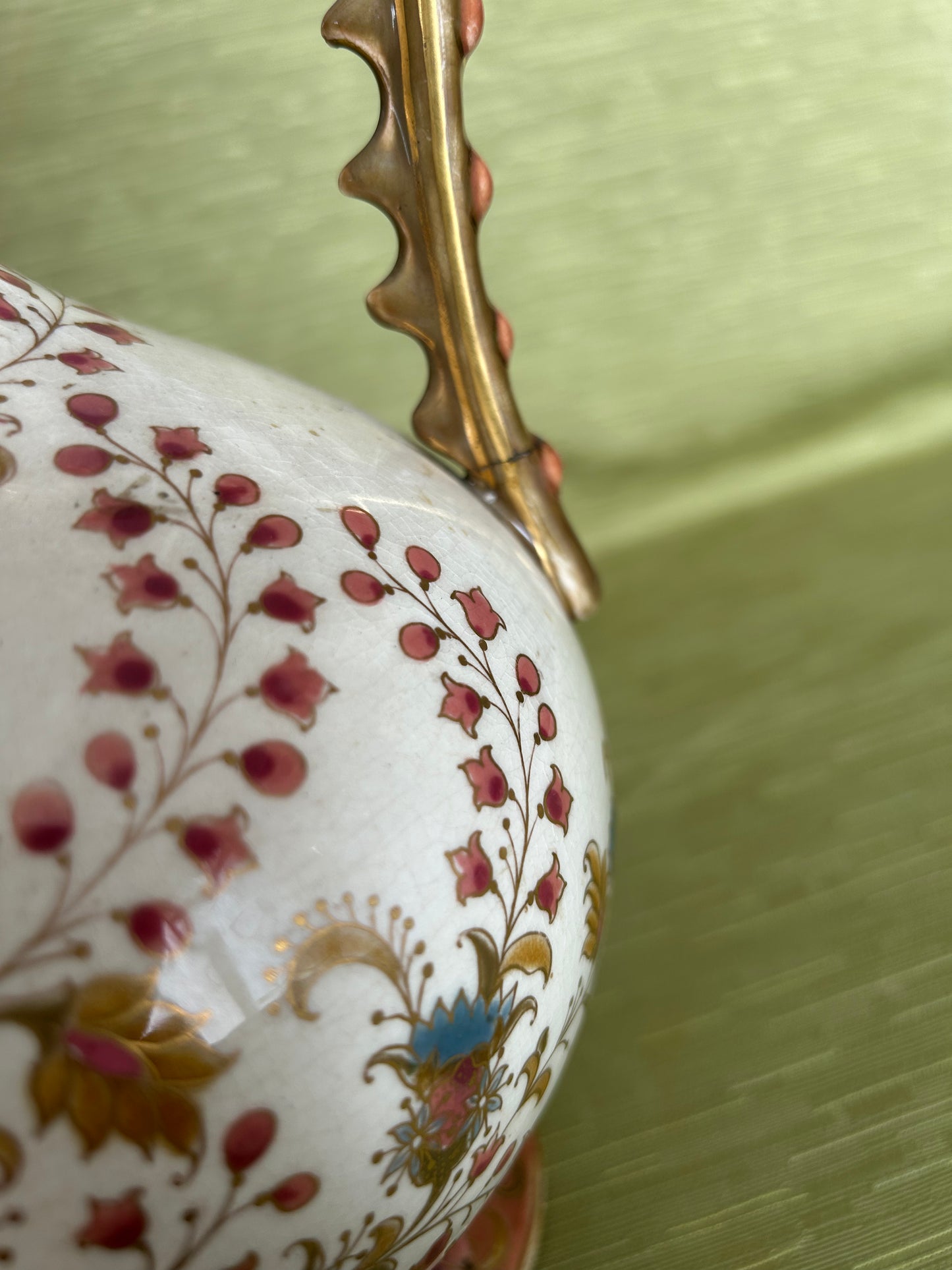 Fine Antique ZSOLNAY PECS Hungary Porcelain Twin Handled Persian Style Vase