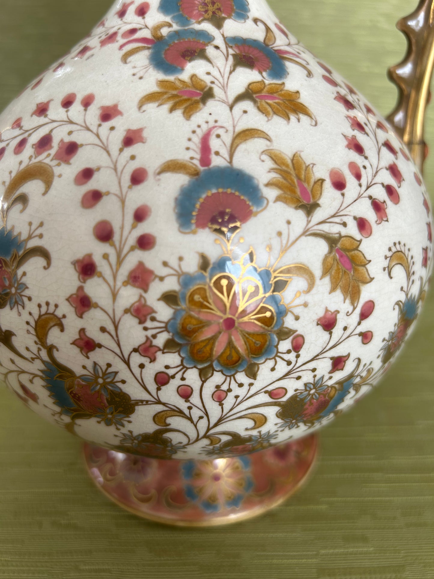 Fine Antique ZSOLNAY PECS Hungary Porcelain Twin Handled Persian Style Vase
