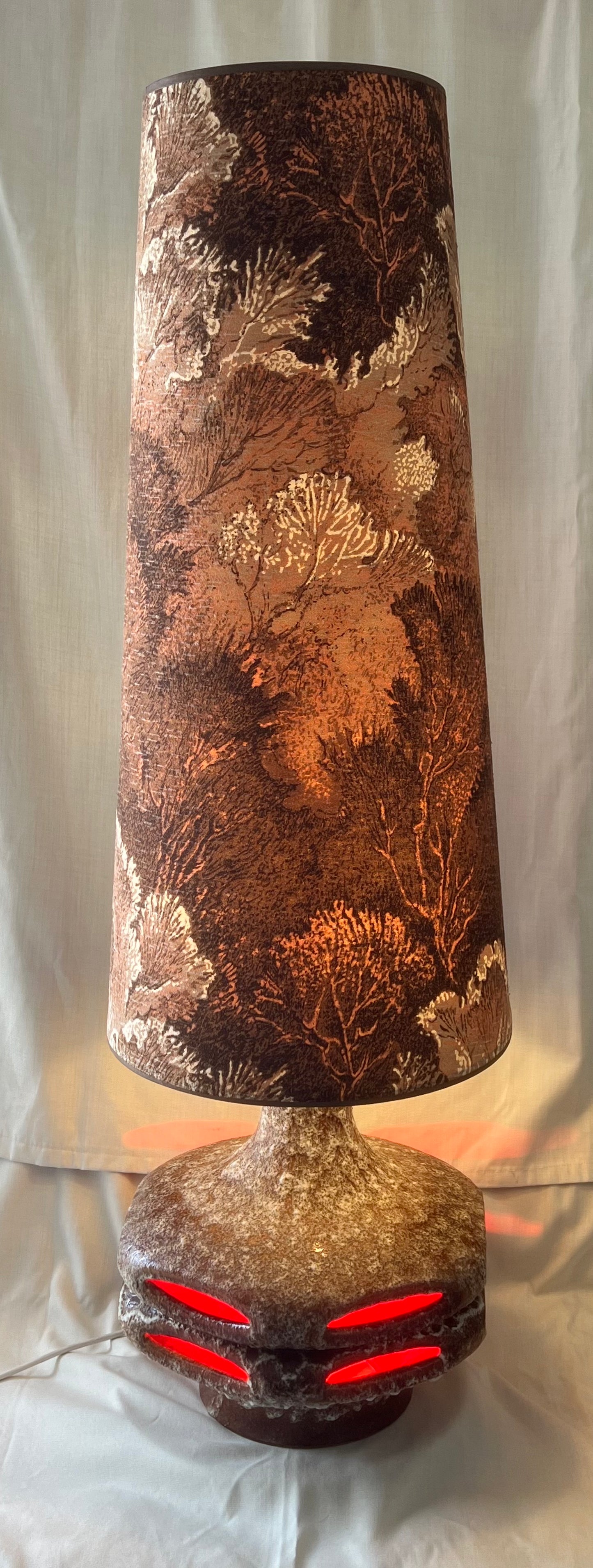 Mid-Century Stein Keramik Fat Lava Double Bulb Lamp including shade