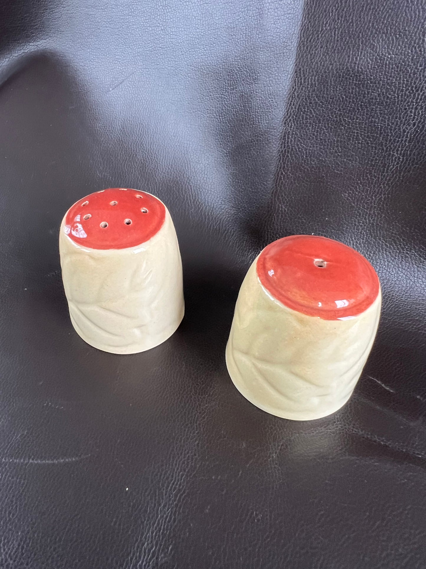 Vintage Carlton Ware Leaf Design Salt & Pepper Pots Autumn Theme With Stoppers