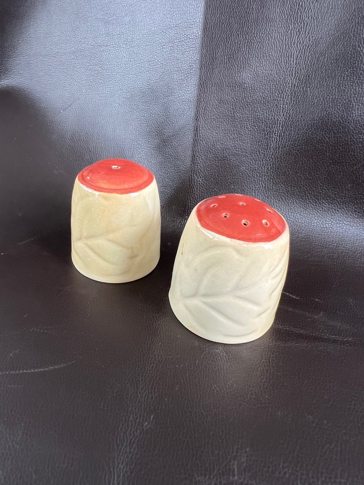 Vintage Carlton Ware Leaf Design Salt & Pepper Pots Autumn Theme With Stoppers