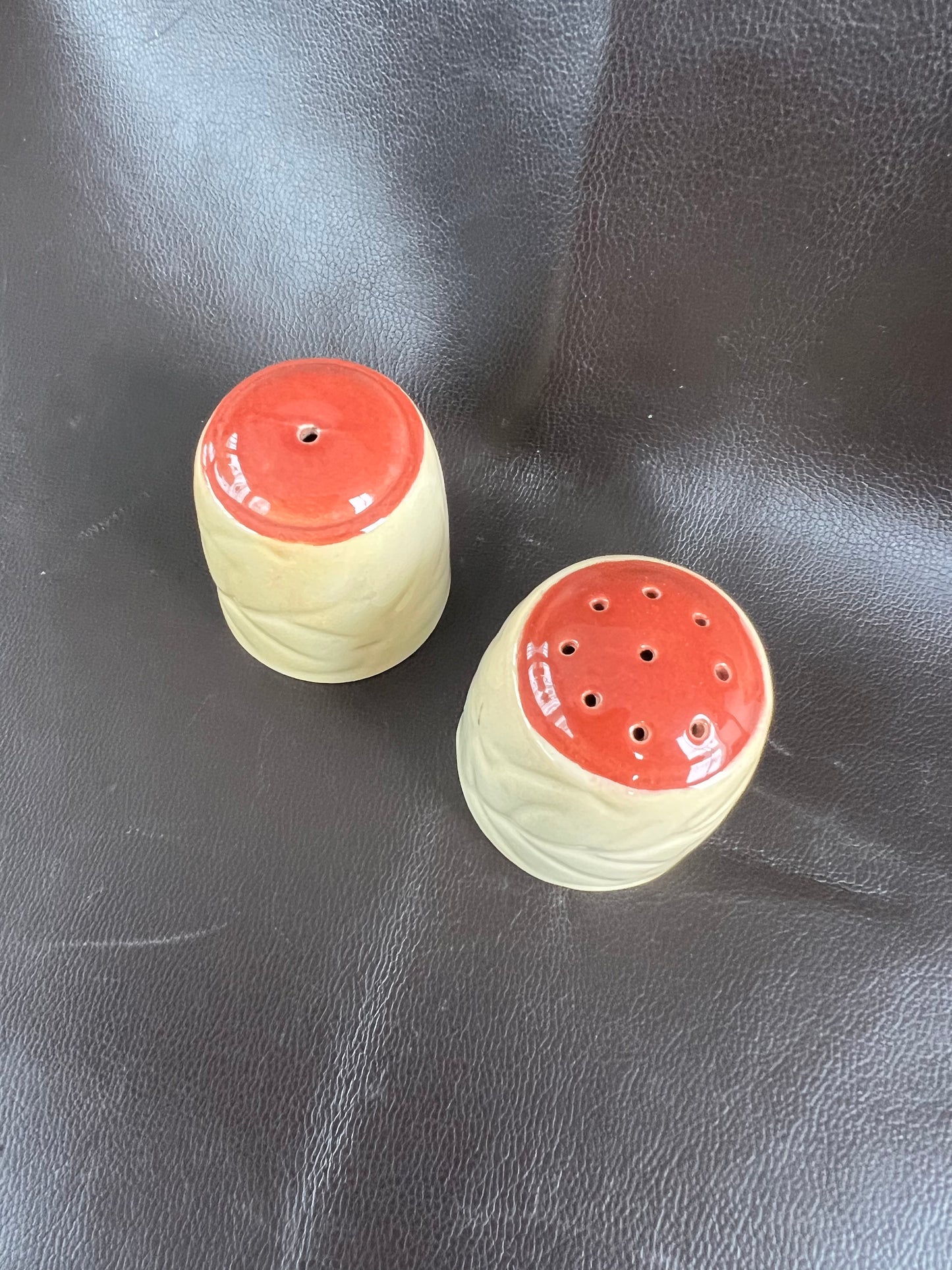 Vintage Carlton Ware Leaf Design Salt & Pepper Pots Autumn Theme With Stoppers