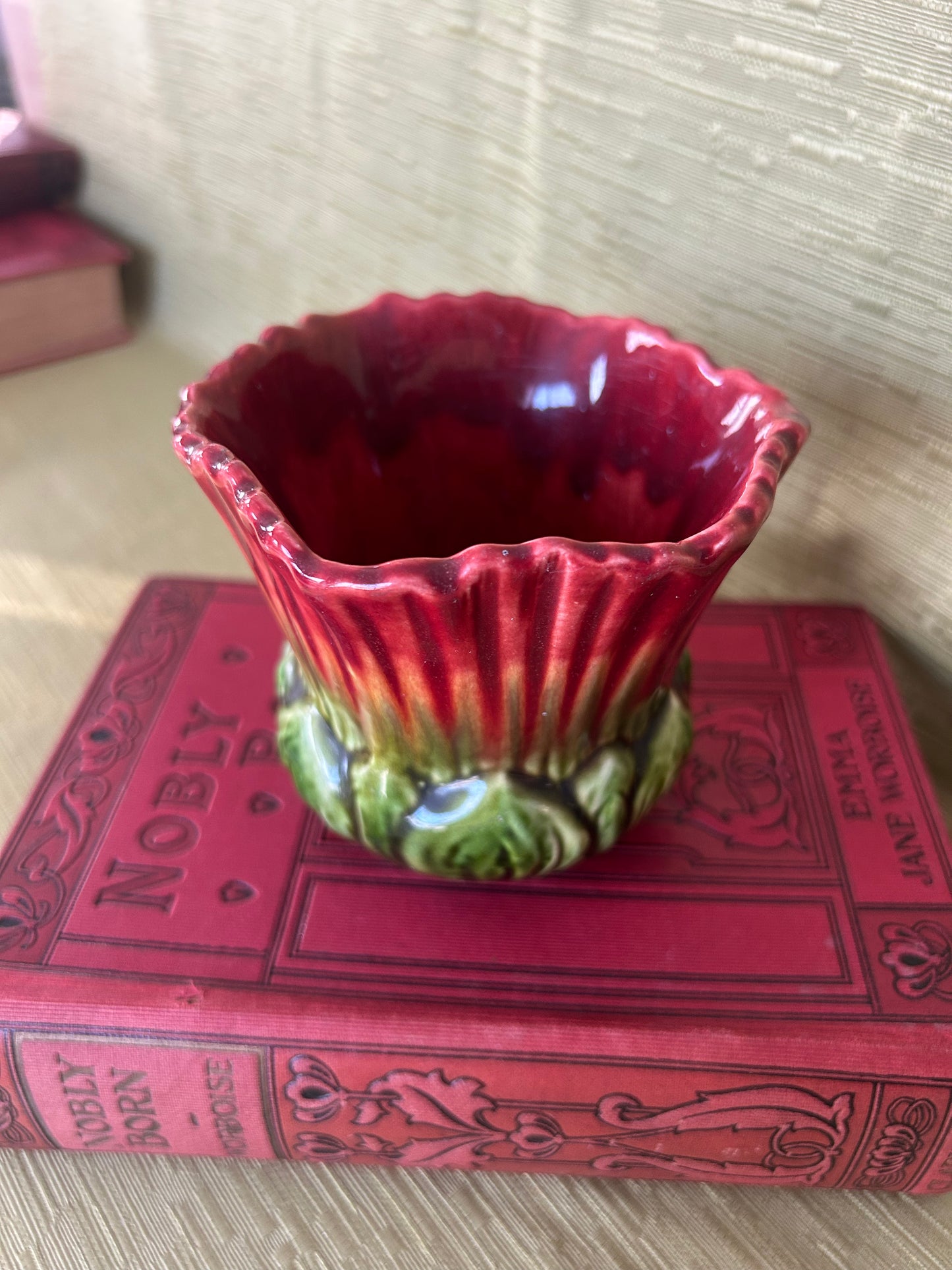 English Antique Ault Convolvulus Pottery Jardiniere C1895 Very Rare Colour