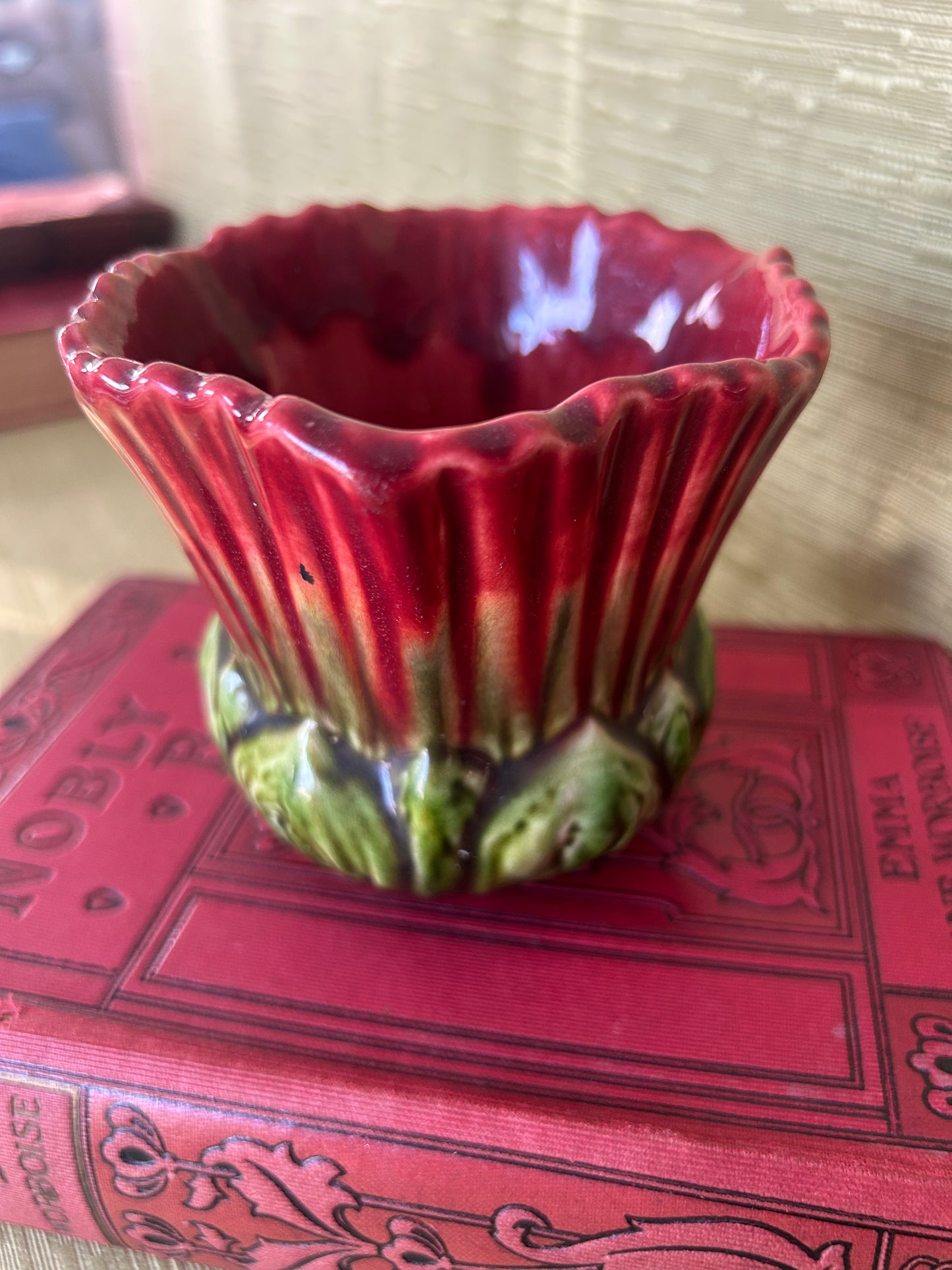 English Antique Ault Convolvulus Pottery Jardiniere C1895 Very Rare Colour