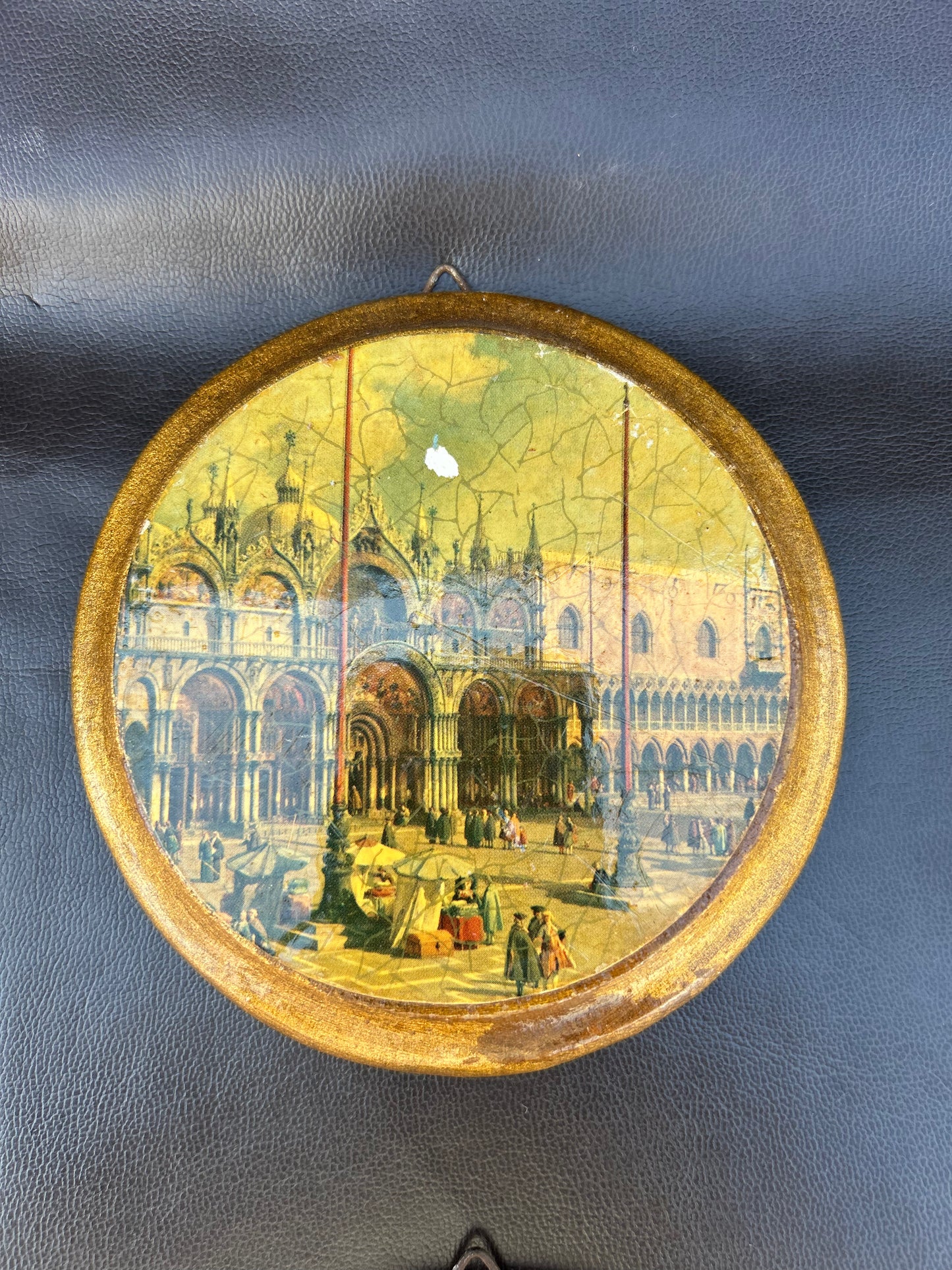 Vintage Lithograph Round Wall Plaques Of Venice Landmarks Rare Italy Set Of 4
