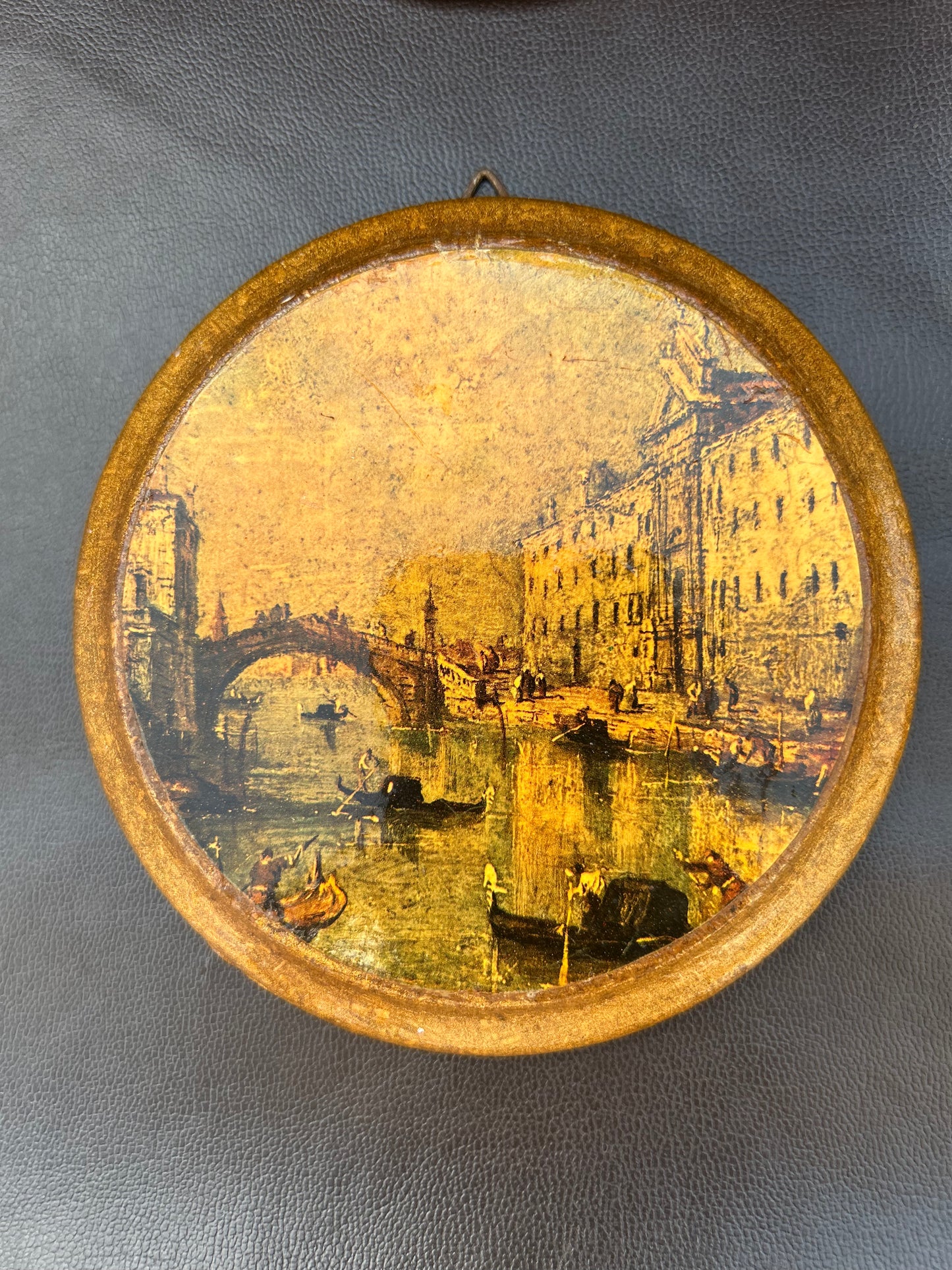 Vintage Lithograph Round Wall Plaques Of Venice Landmarks Rare Italy Set Of 4