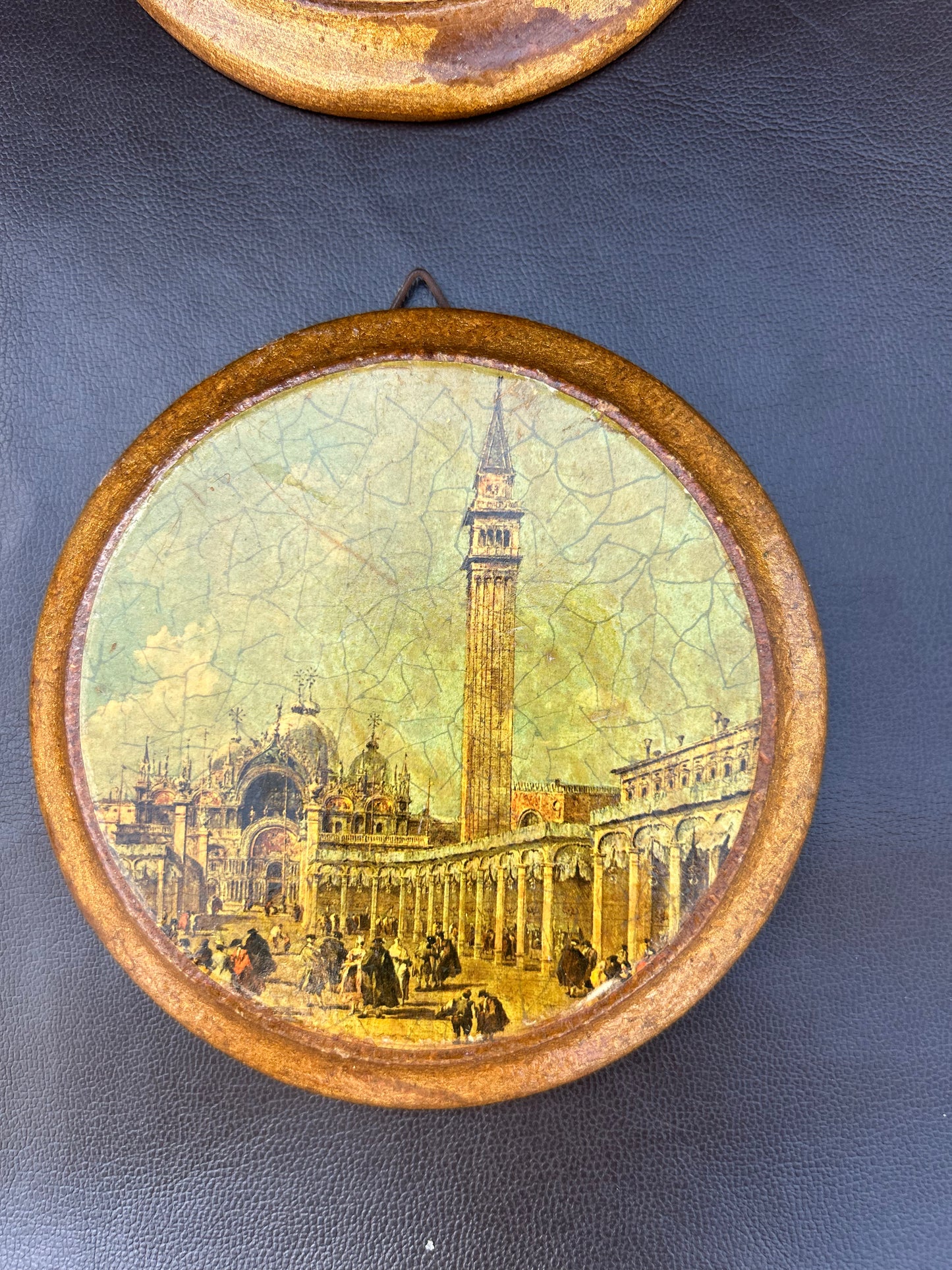 Vintage Lithograph Round Wall Plaques Of Venice Landmarks Rare Italy Set Of 4
