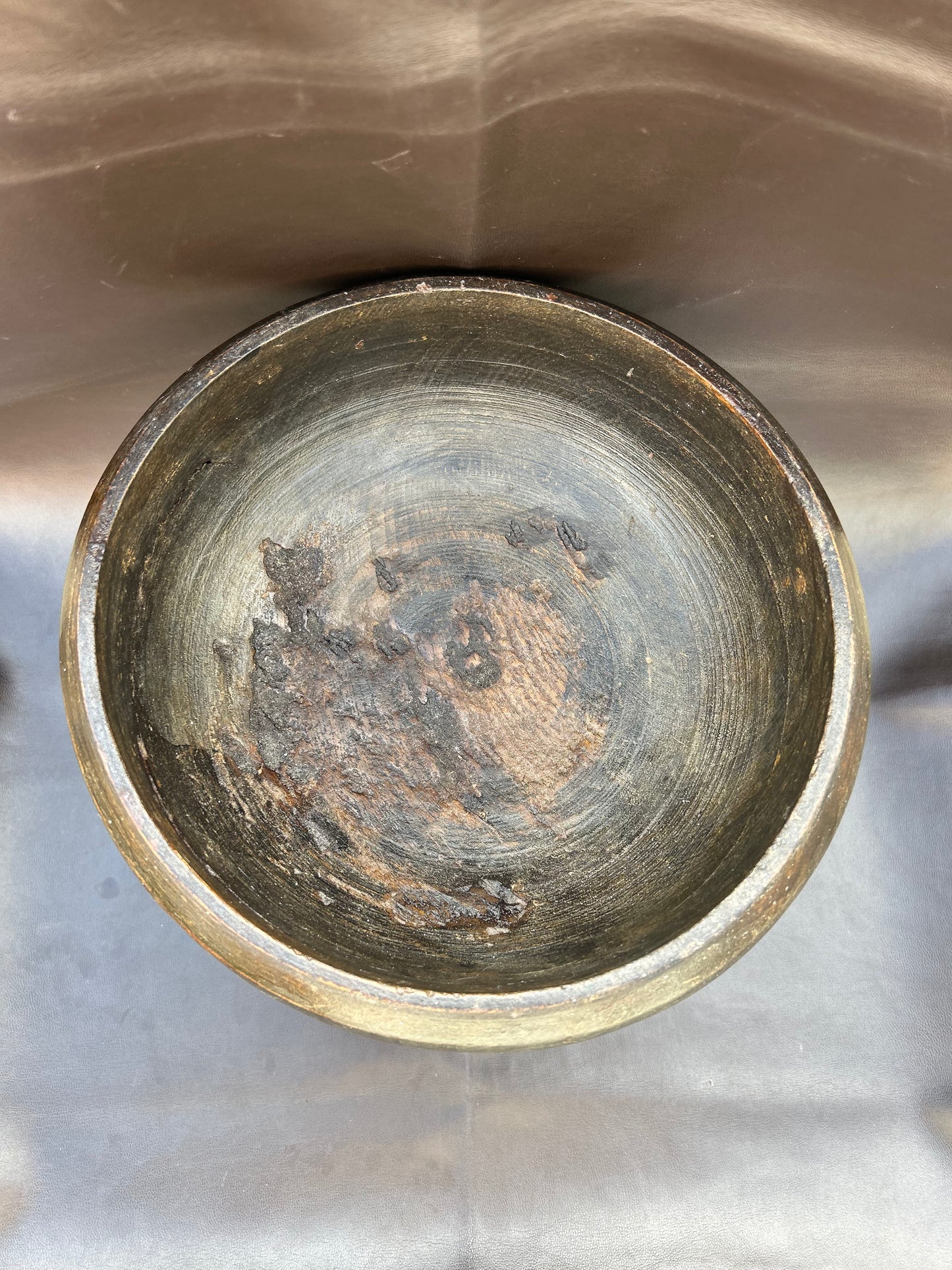 Antique Tibetan Wooden Offering Bowl With Original Wax Seal Stamp Rare