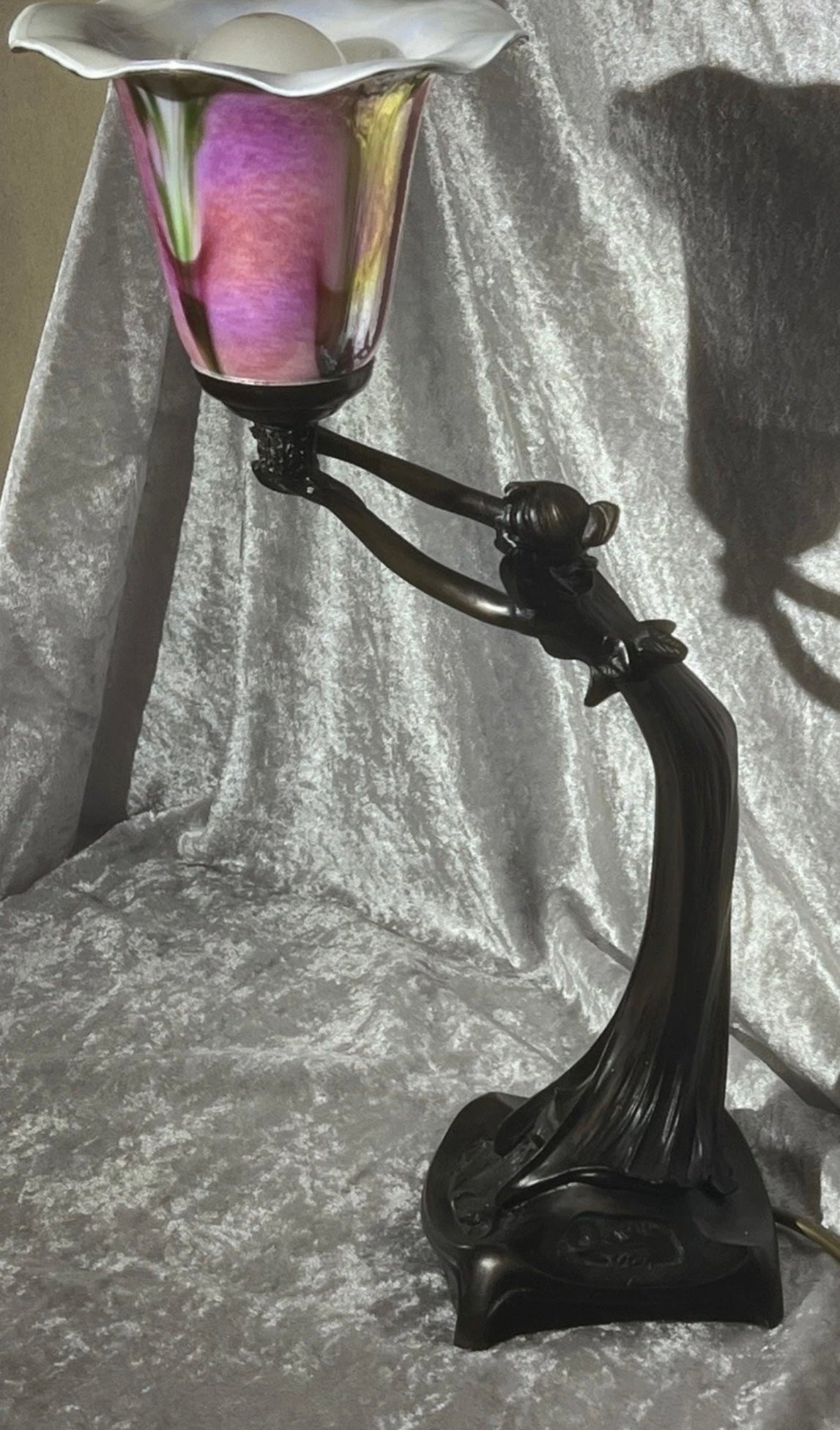 Vintage Art Nouveau style Bronze Effect Resin Table Lamp Lady