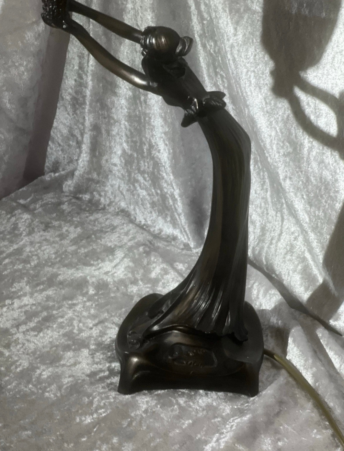 Vintage Art Nouveau style Bronze Effect Resin Table Lamp Lady