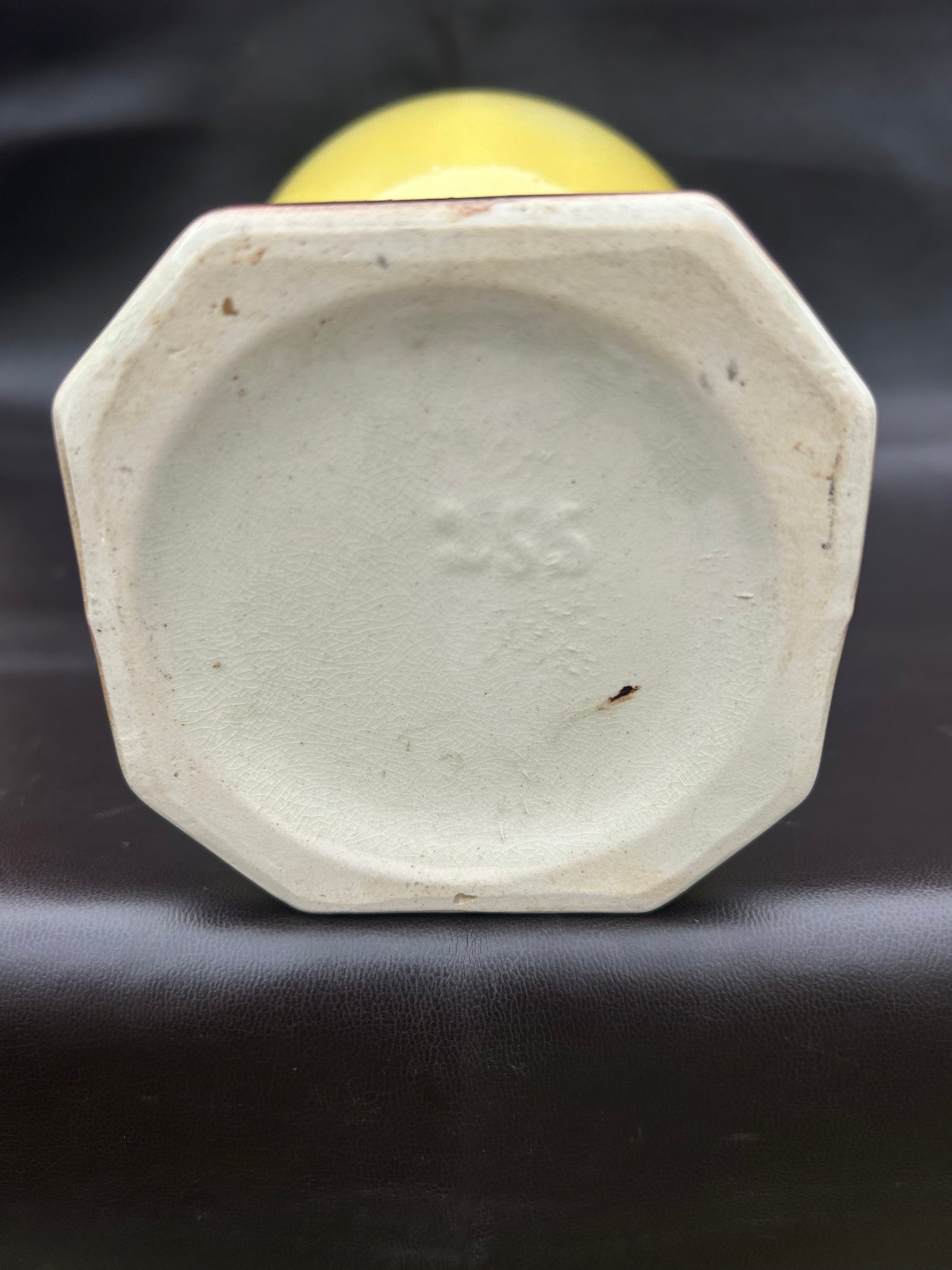 Antique Italian Porcelain Ruffle Top Base In Yellow Swans On Lake Hand-Painted