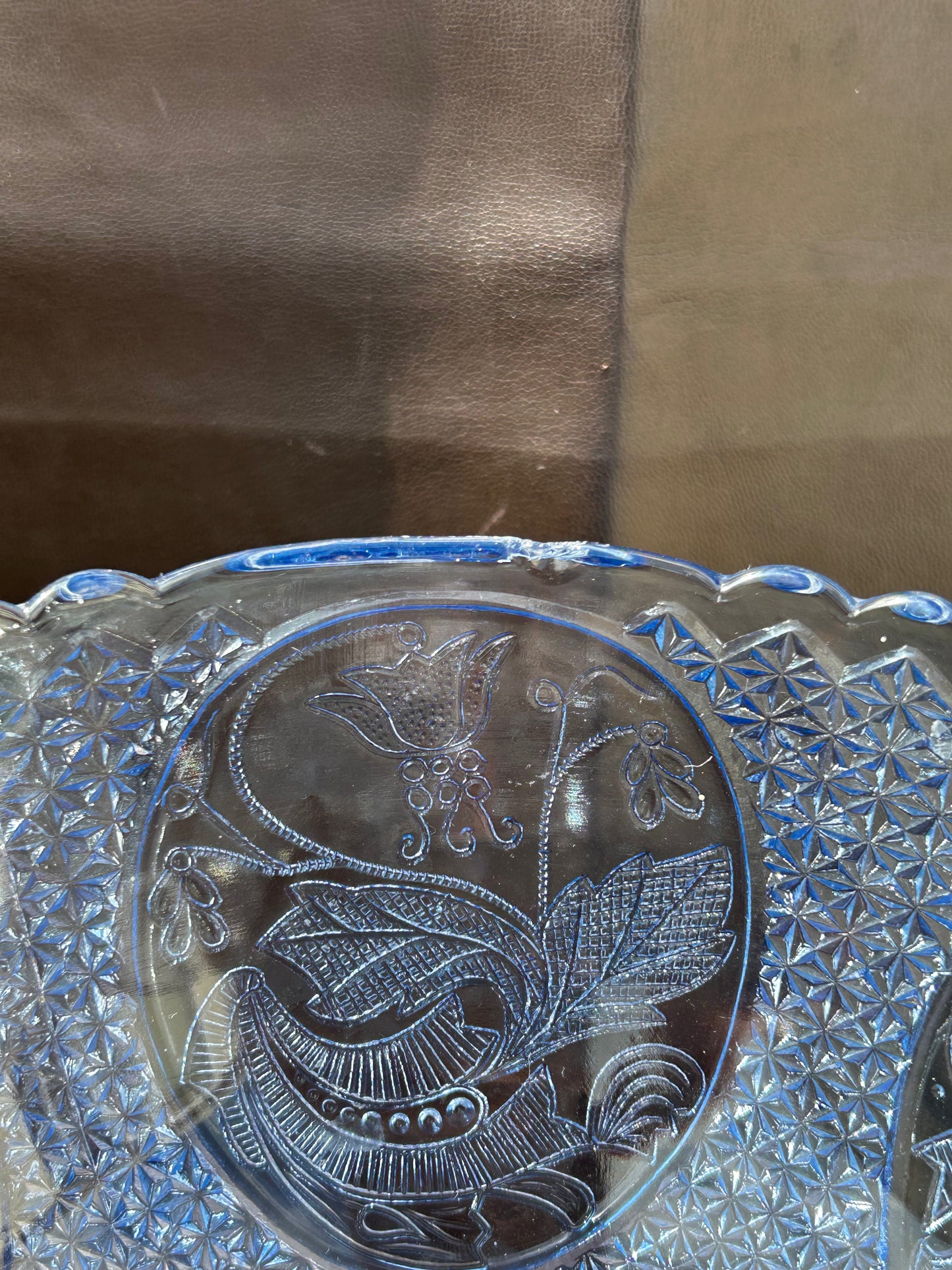 Riihimäki Lasi Finland Vintage Blue Pedestal Fruit Bon Bon Glass Bowl 1960’s