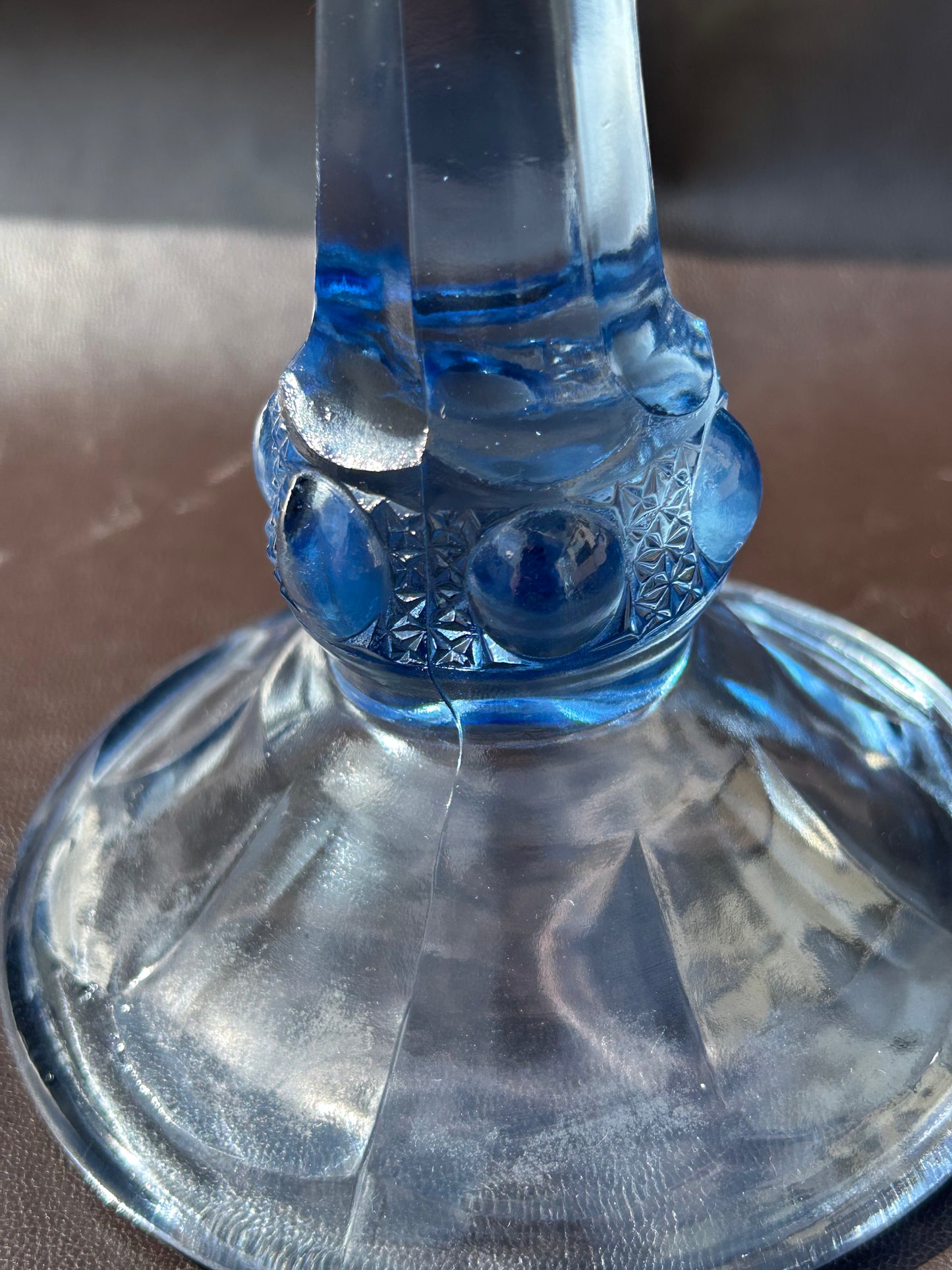 Riihimäki Lasi Finland Vintage Blue Pedestal Fruit Bon Bon Glass Bowl 1960’s