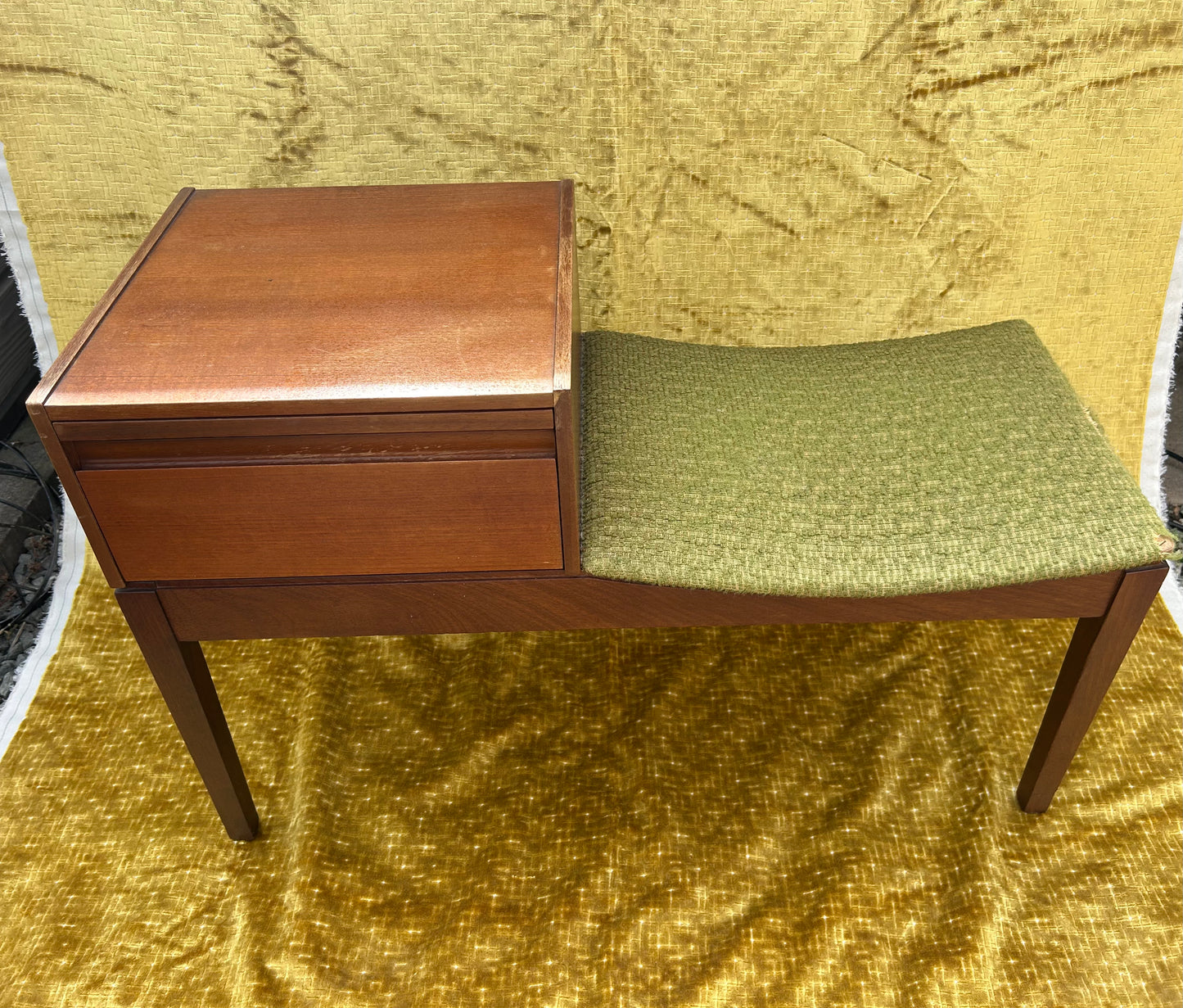 Chippy Heath telephone table & seat 1960s/1970s With Pull Out Directory