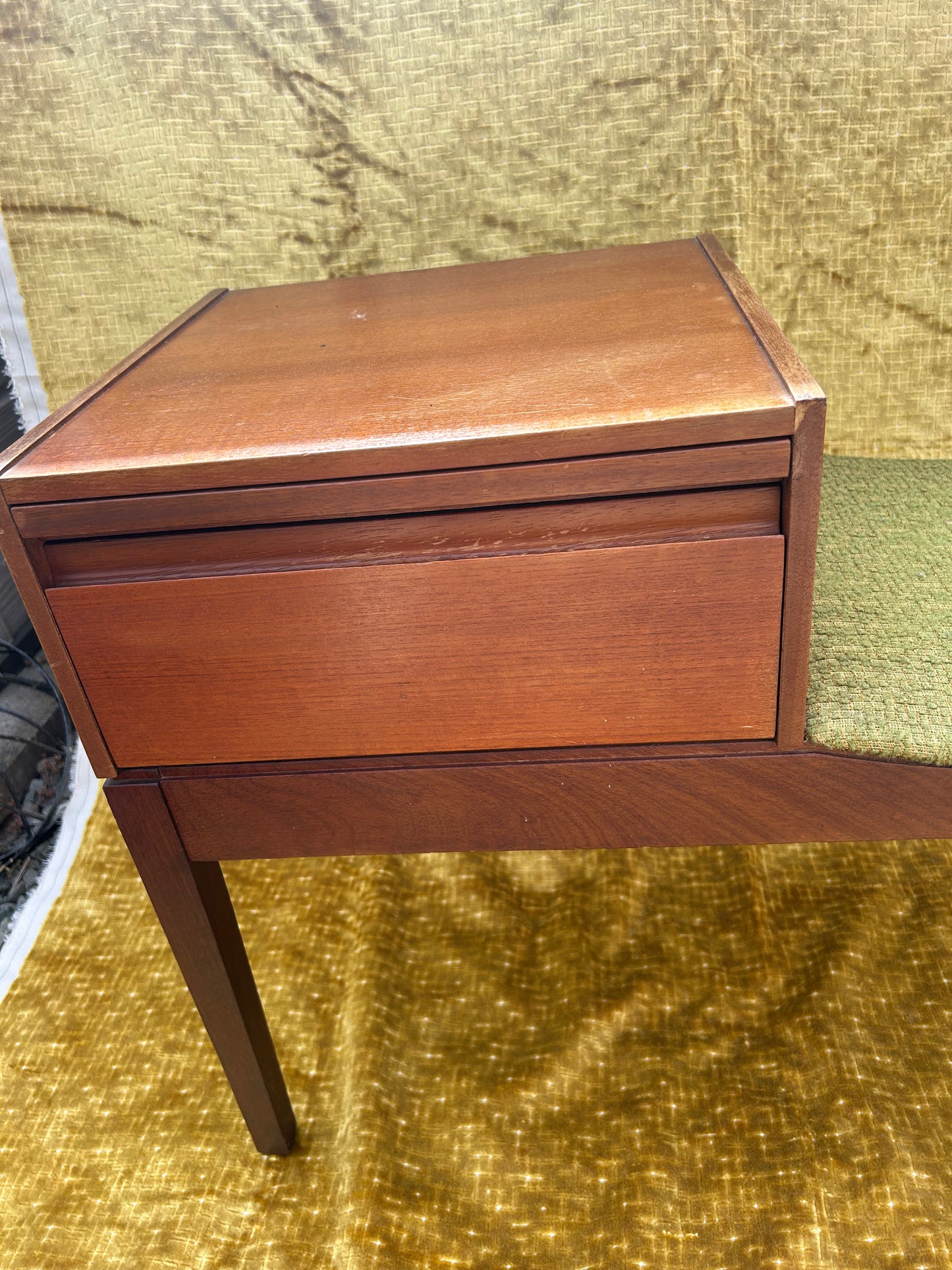 Chippy Heath telephone table & seat 1960s/1970s With Pull Out Directory