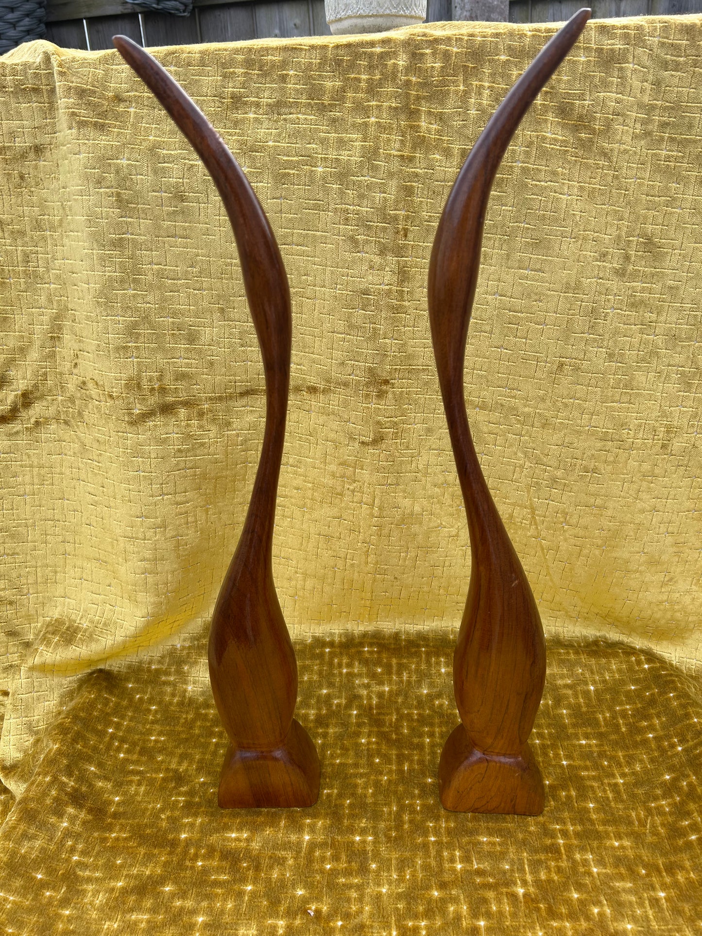 Vintage Retro Danish Teak Abstract Design Stalk Herons Birds Mid Century 1960s