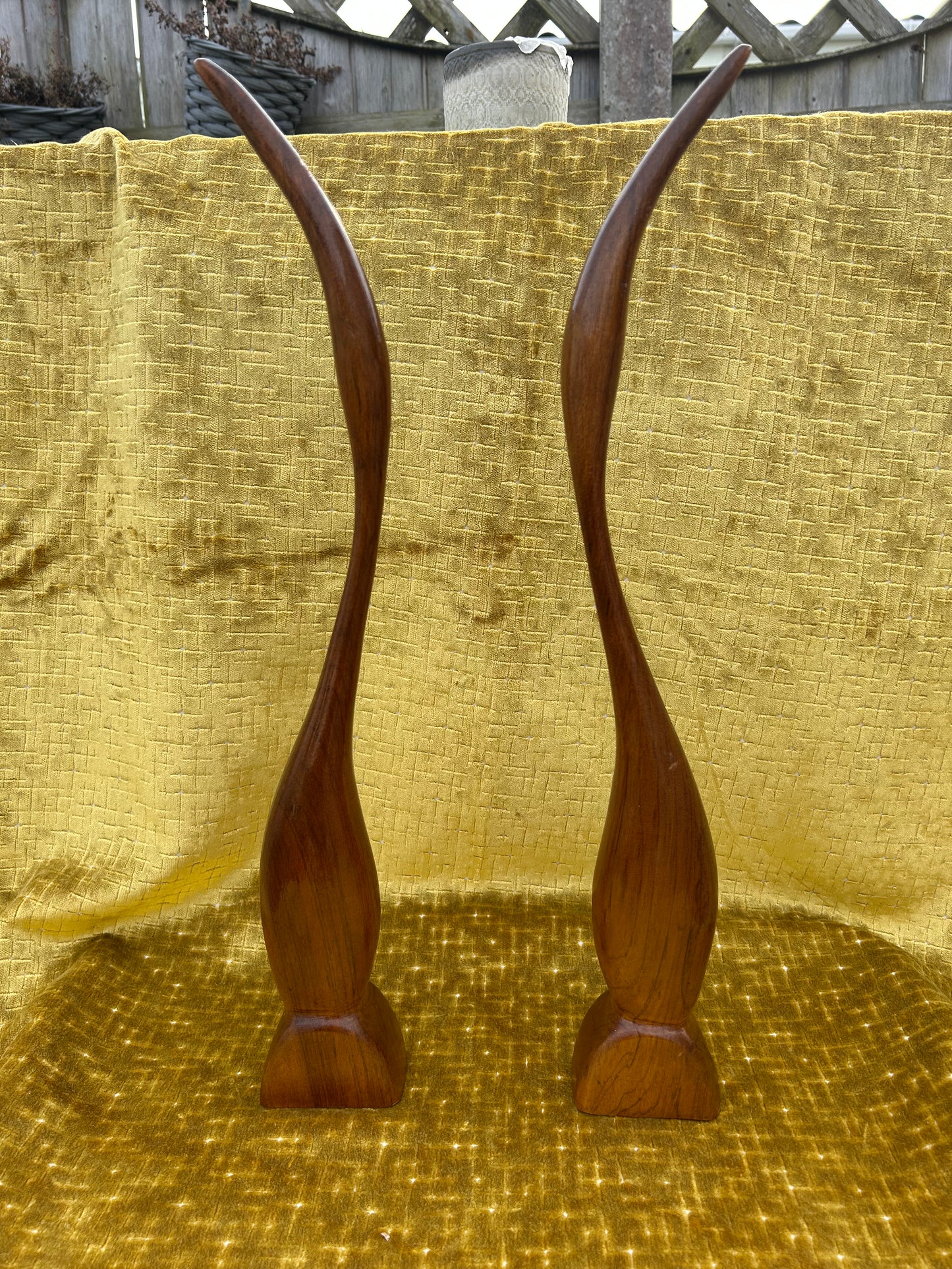 Vintage Retro Danish Teak Abstract Design Stalk Herons Birds Mid Century 1960s