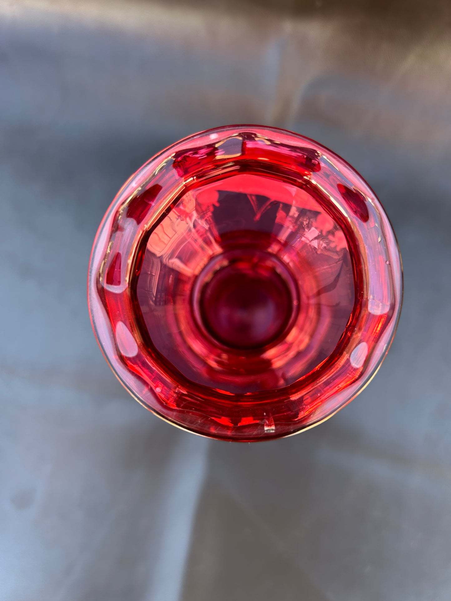 Antique Cranberry Glass Vase By Mary Gregory With White Enamel Design