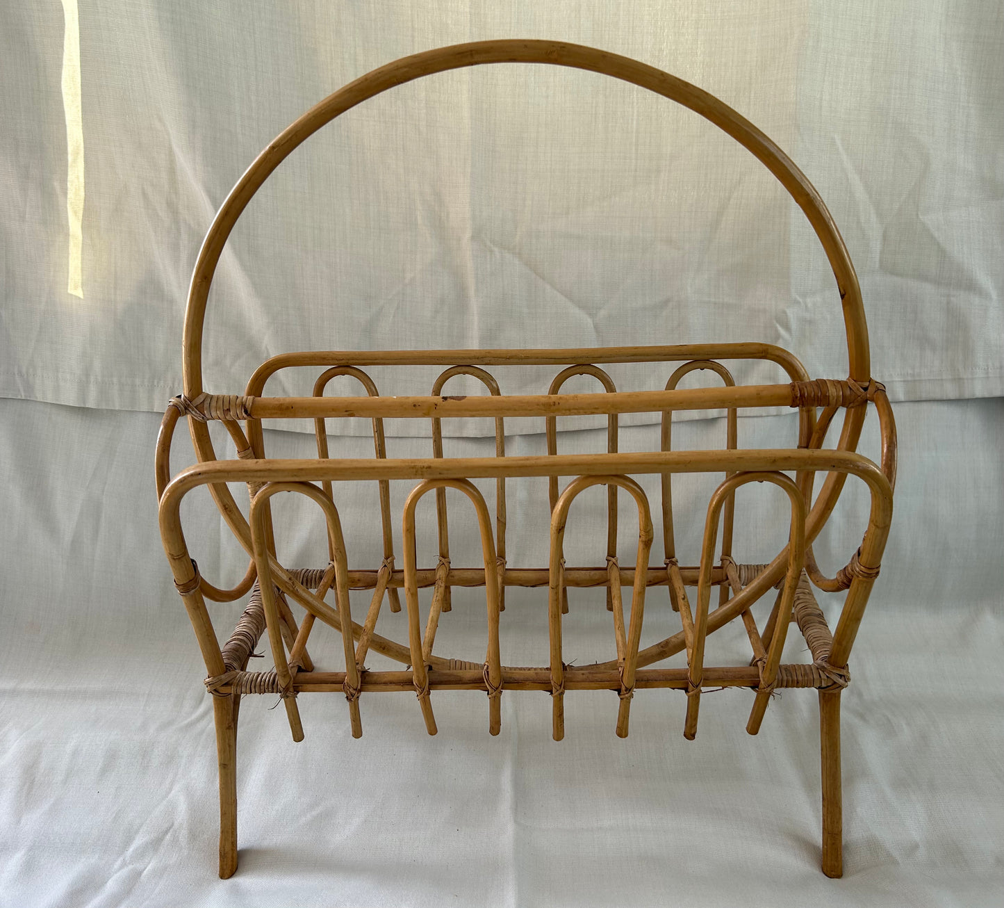 Vintage Mid Century Modern Style Rattan Bamboo Magazine Rack