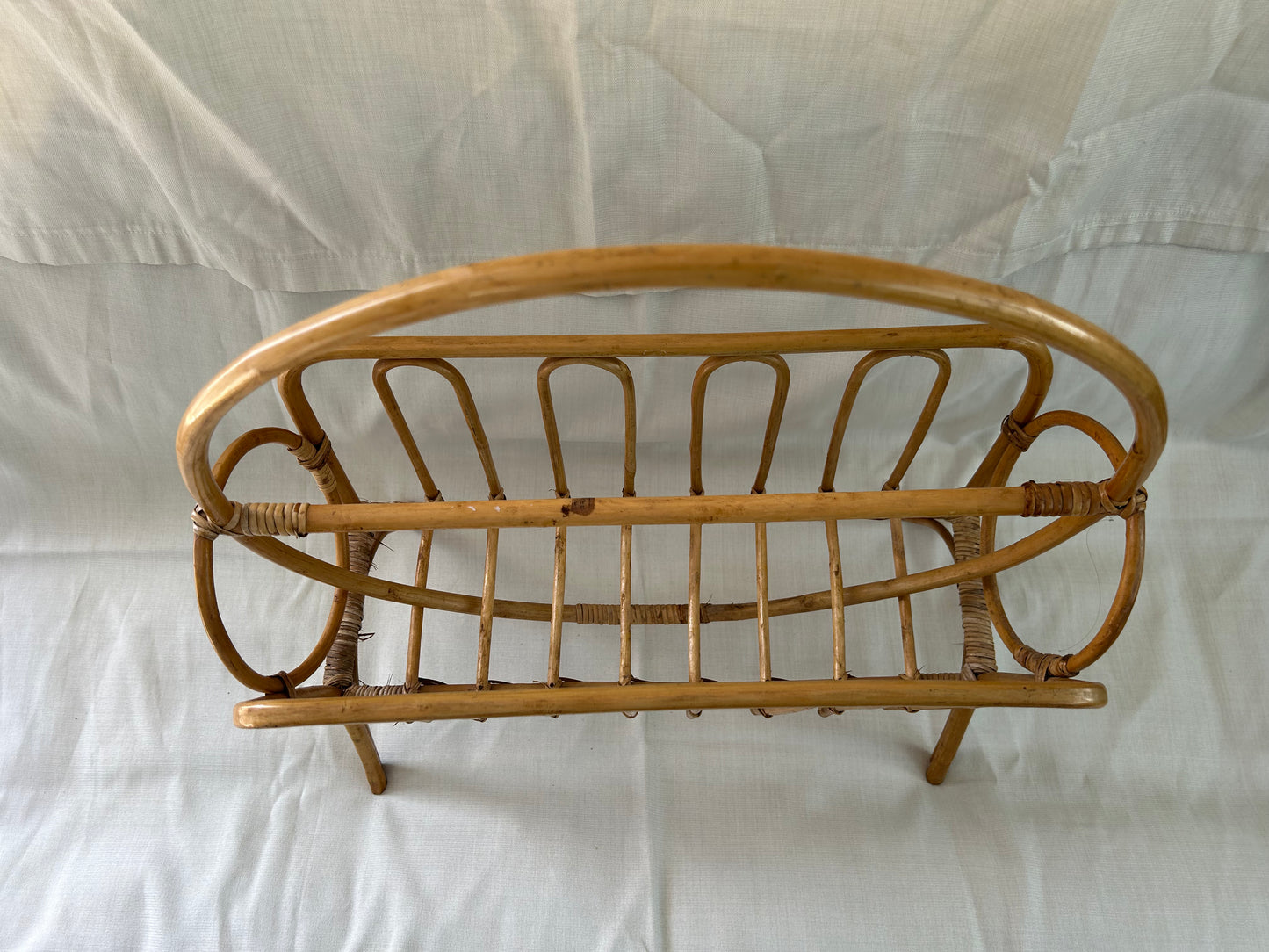 Vintage Mid Century Modern Style Rattan Bamboo Magazine Rack