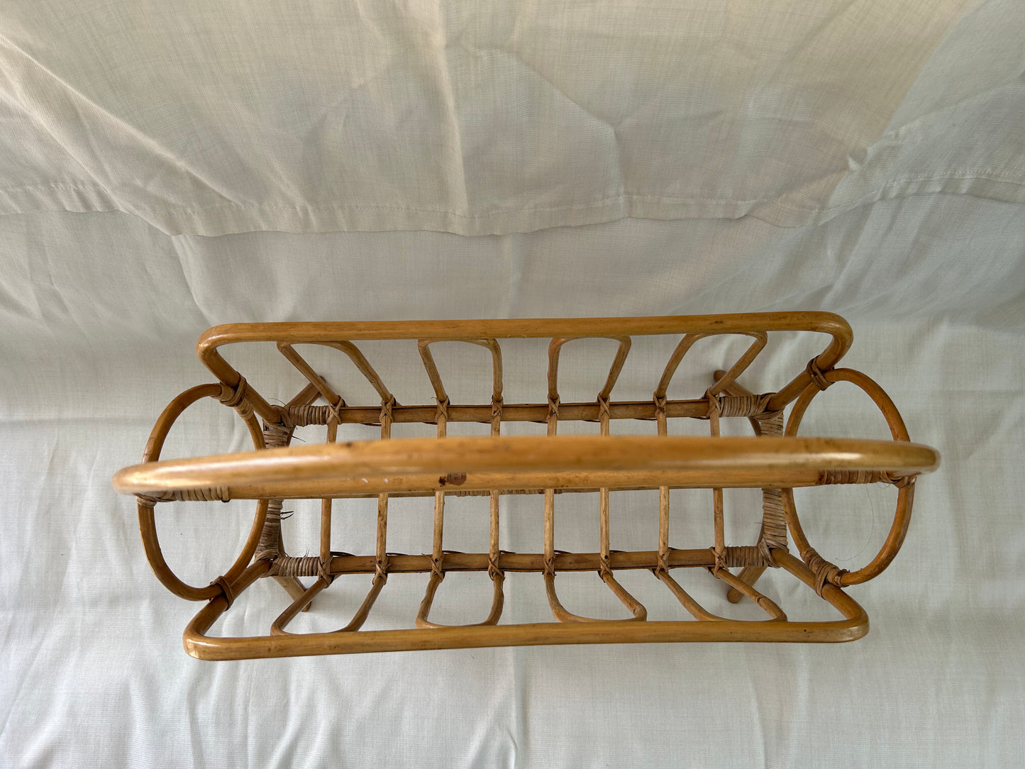 Vintage Mid Century Modern Style Rattan Bamboo Magazine Rack