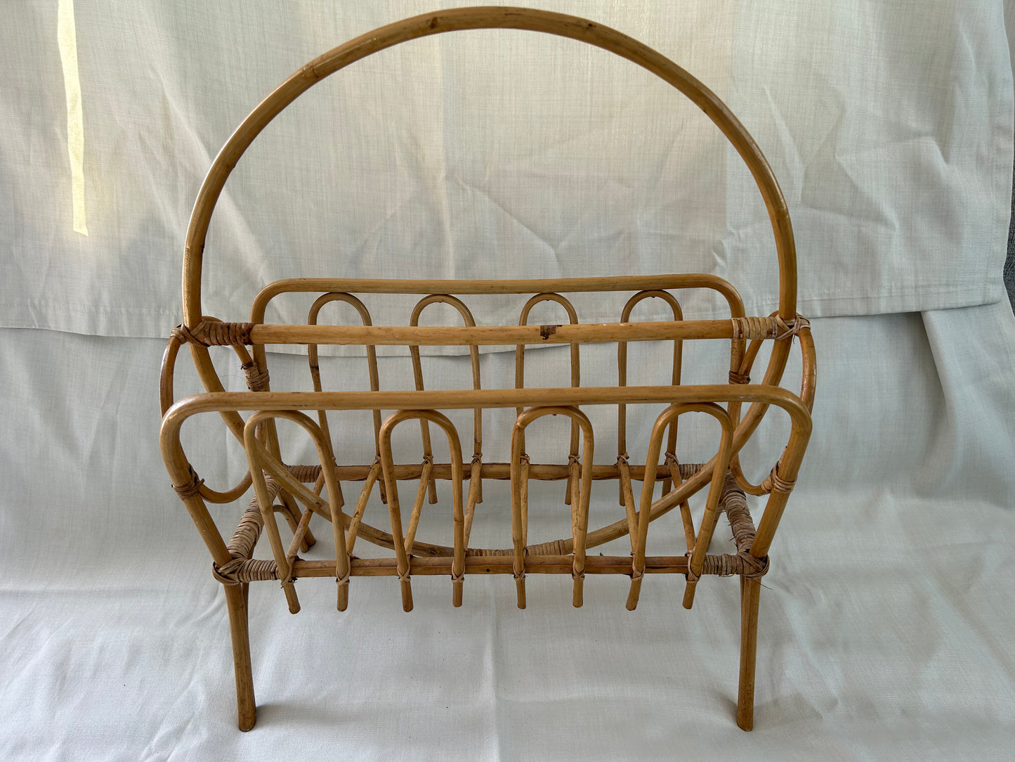 Vintage Mid Century Modern Style Rattan Bamboo Magazine Rack