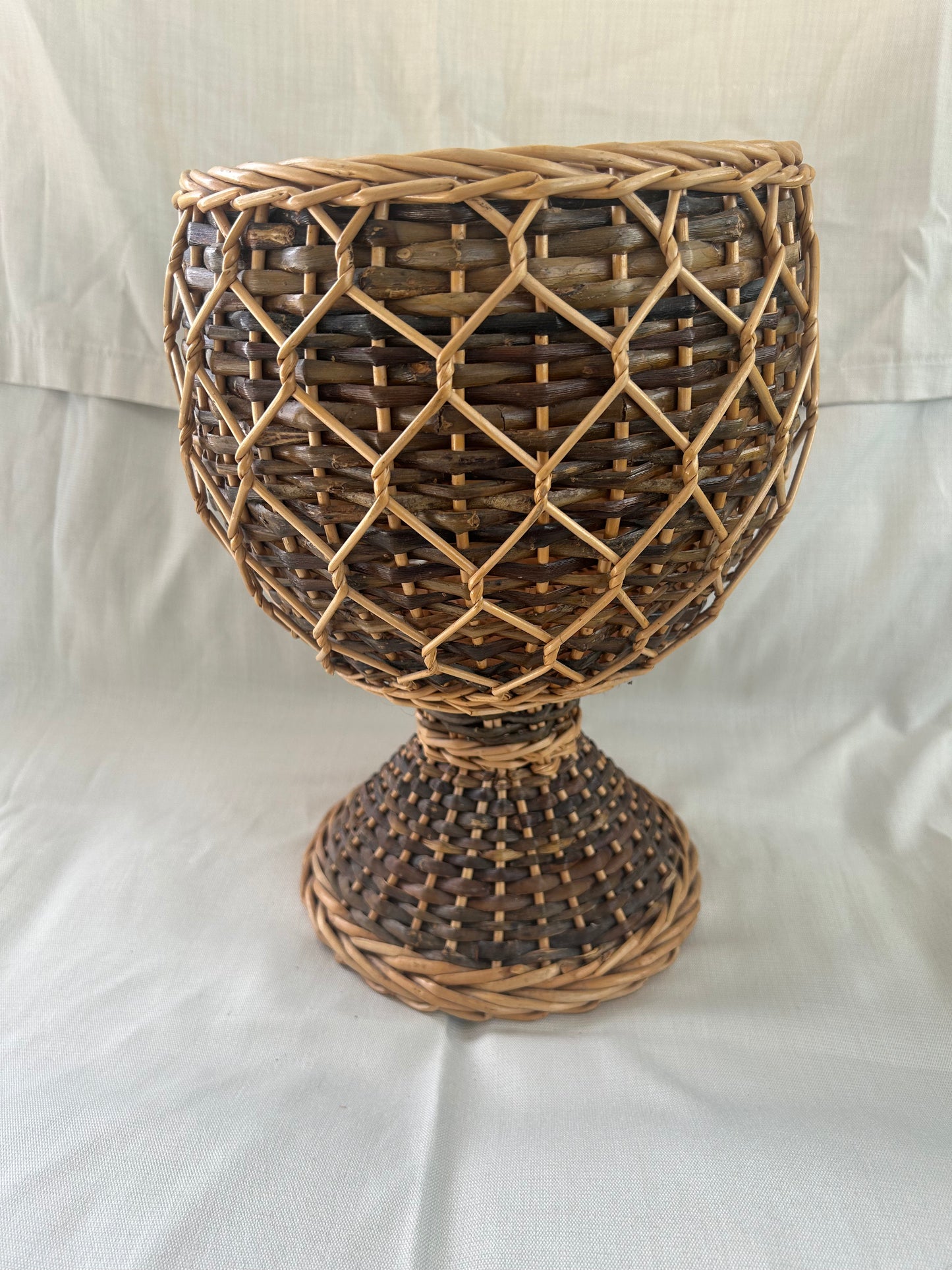 Vintage Retro Wicker Bamboo Footed Plant Pot Stand