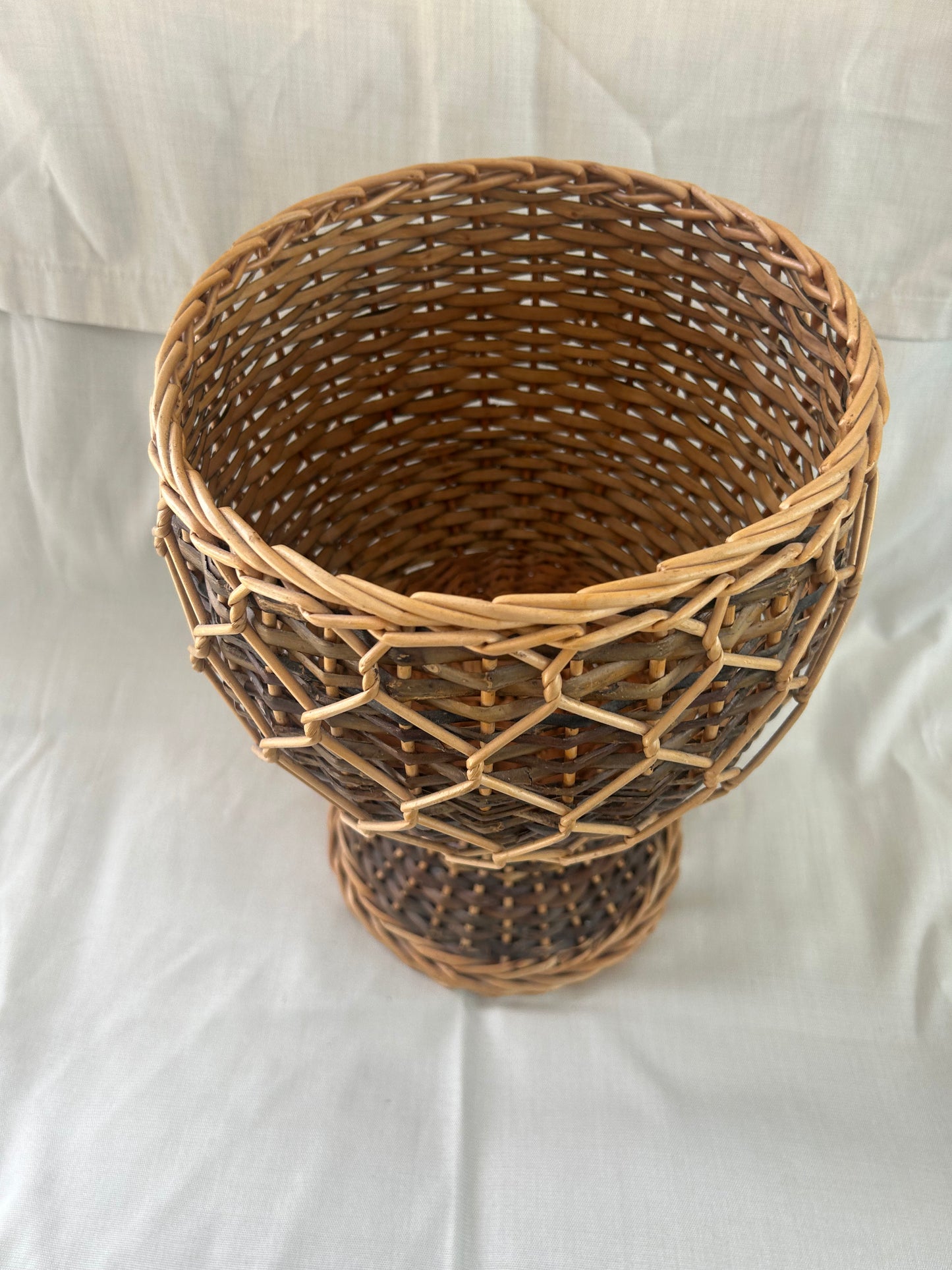 Vintage Retro Wicker Bamboo Footed Plant Pot Stand