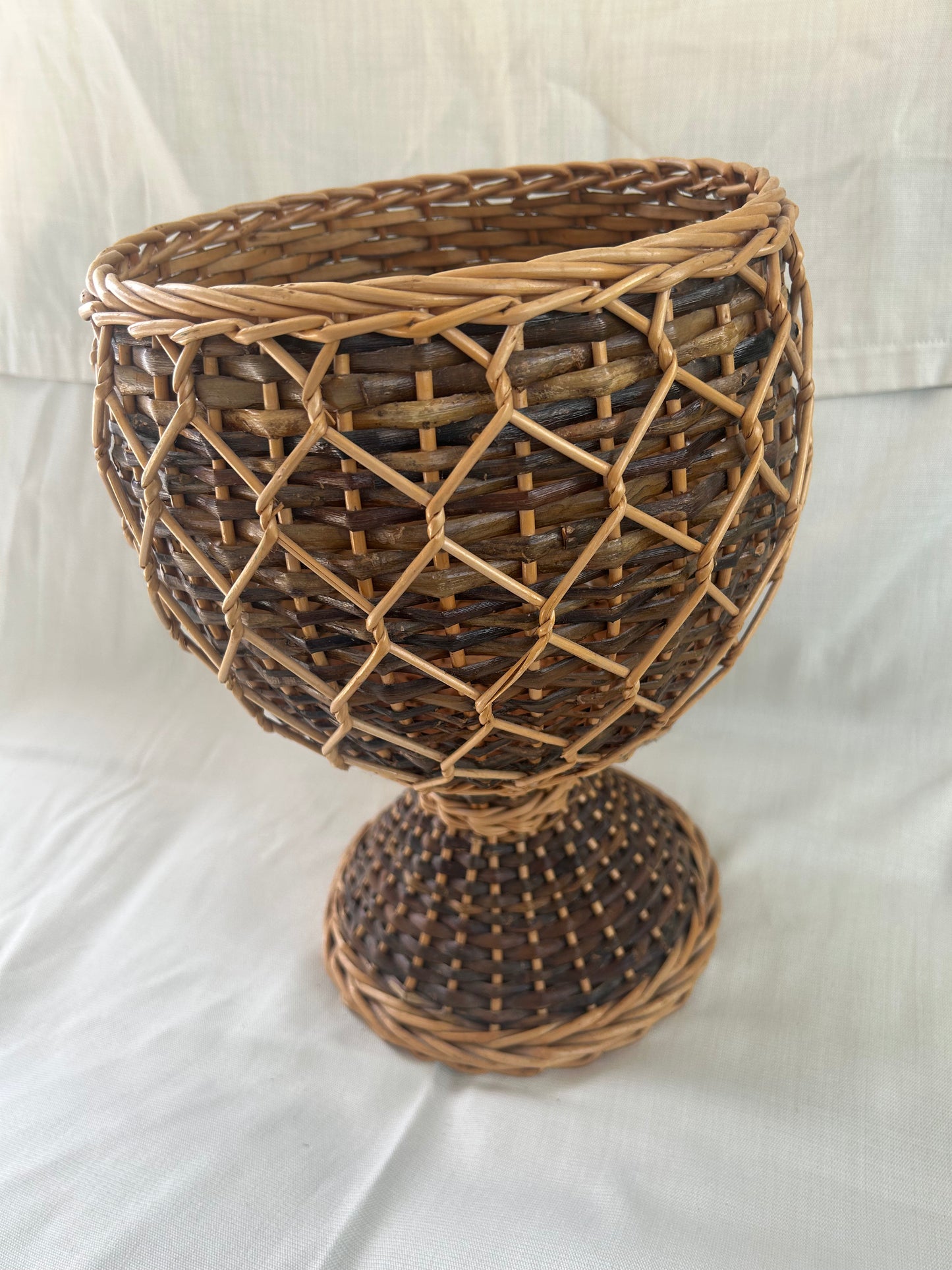 Vintage Retro Wicker Bamboo Footed Plant Pot Stand
