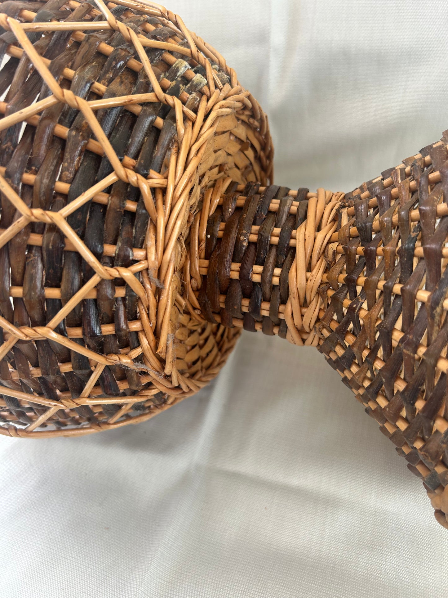 Vintage Retro Wicker Bamboo Footed Plant Pot Stand