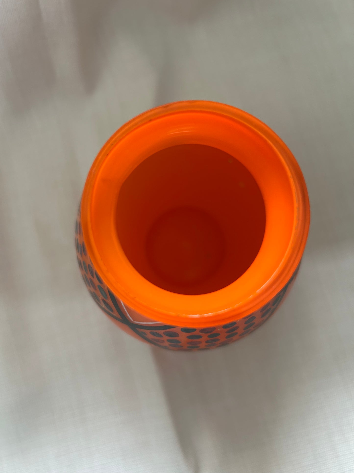 Pair Of Tango Art Deco Manner Of Loetz Orange Glass Vases Czech Bohemian