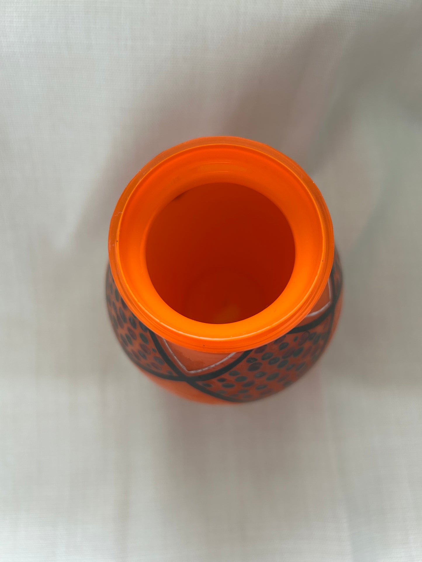 Pair Of Tango Art Deco Manner Of Loetz Orange Glass Vases Czech Bohemian