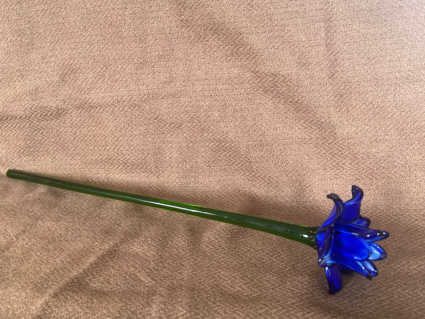 Large Murano Style Glass Flower Blue & White
