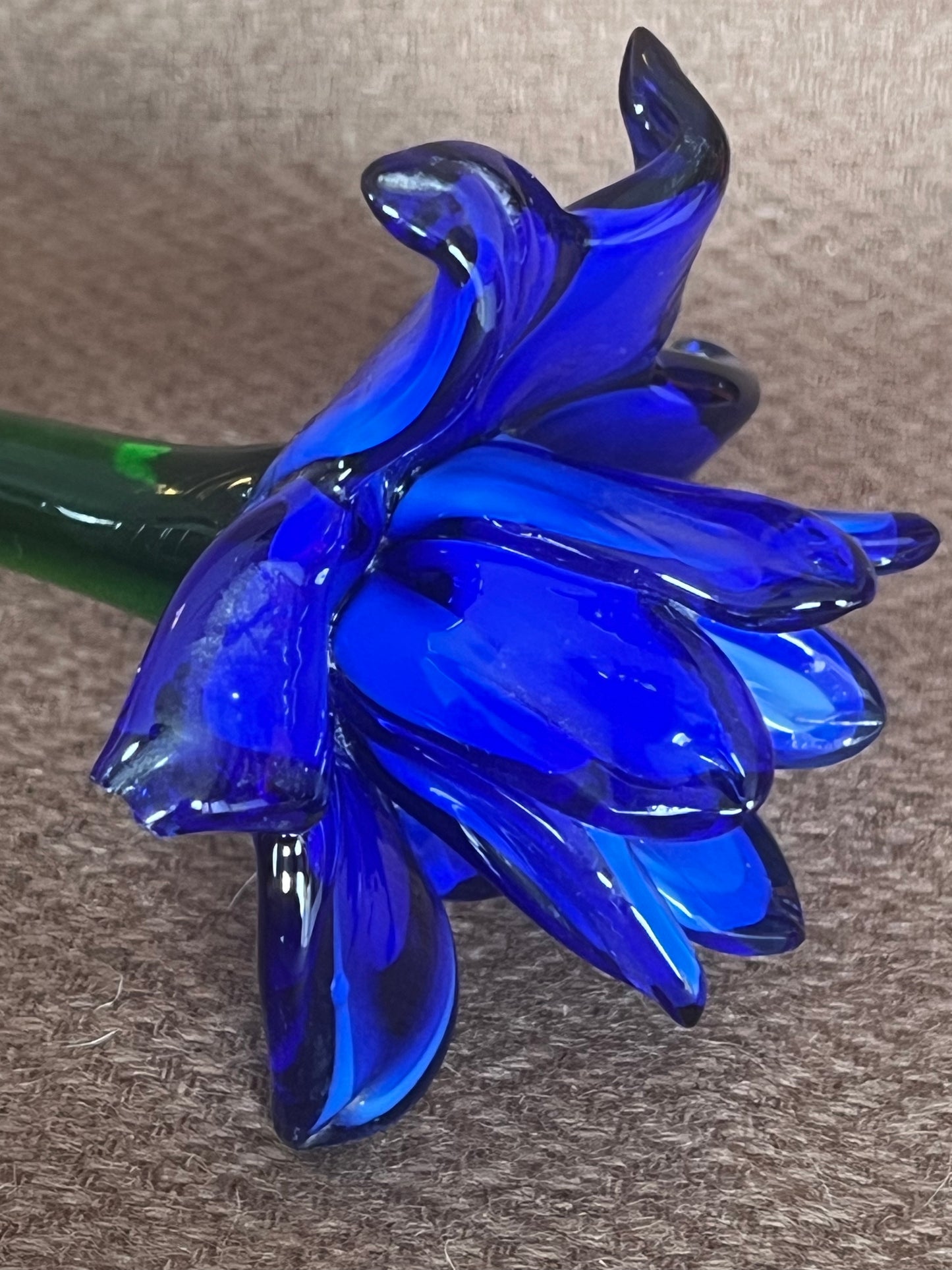 Large Murano Style Glass Flower Blue & White